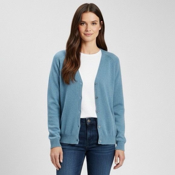 Other Lochmere Blue Cashmere Cardigan Sweater 🏴󠁧󠁢󠁳󠁣󠁴󠁿 Size S / US 4 / IT 40 - 1 Thumbnail