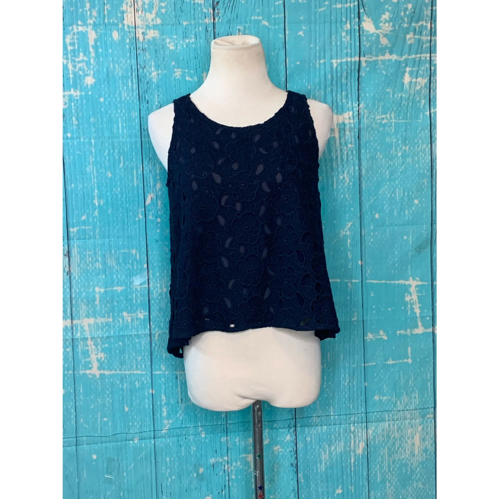 Ann Taylor Ann Taylor blue eyelet sleeveless lined blouse size XS Size XS / US 0-2 / IT 36-38 - 7 Thumbnail