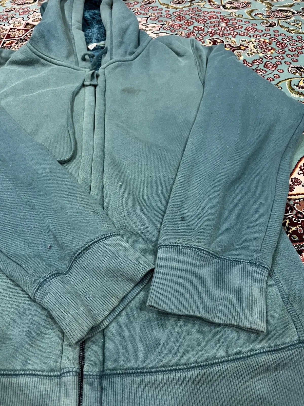 Uniqlo Green Faux Fur Inner Faded DESTROYED Hoodie Size US M / EU 48-50 / 2 - 2 Thumbnail