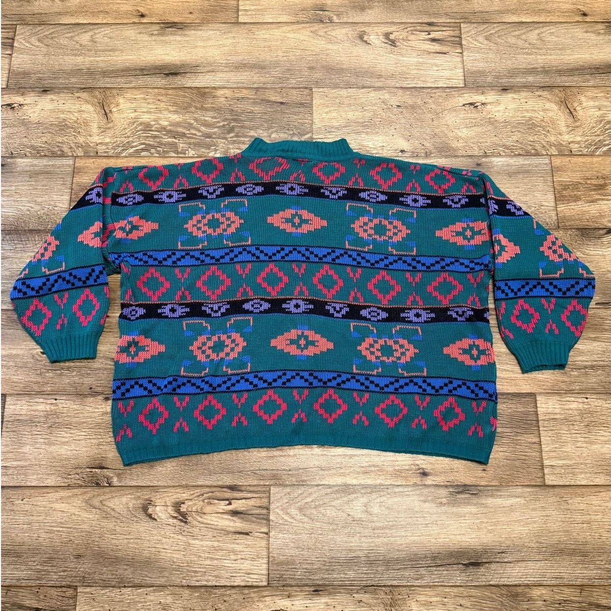 Vintage Vintage 80s Stefano Western Aztec Chunky Knit Sweater Size L / US 10 / IT 46 - 2 Thumbnail
