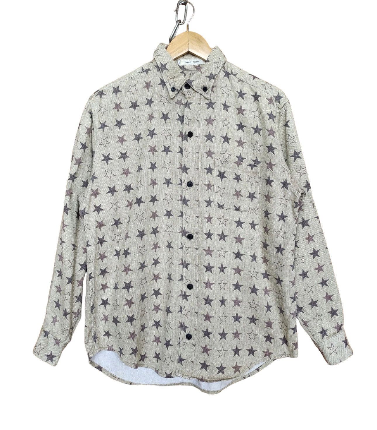 Japanese Brand FRENCH MARKET Made In Japan Stars Fullprint Denim Shirt Size US M / EU 48-50 / 2 - 1 Thumbnail