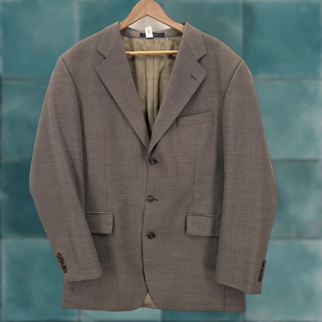 Ralph Lauren Jacket Mens 40R Brown Houndstooth Wool Sport Coat Blazer