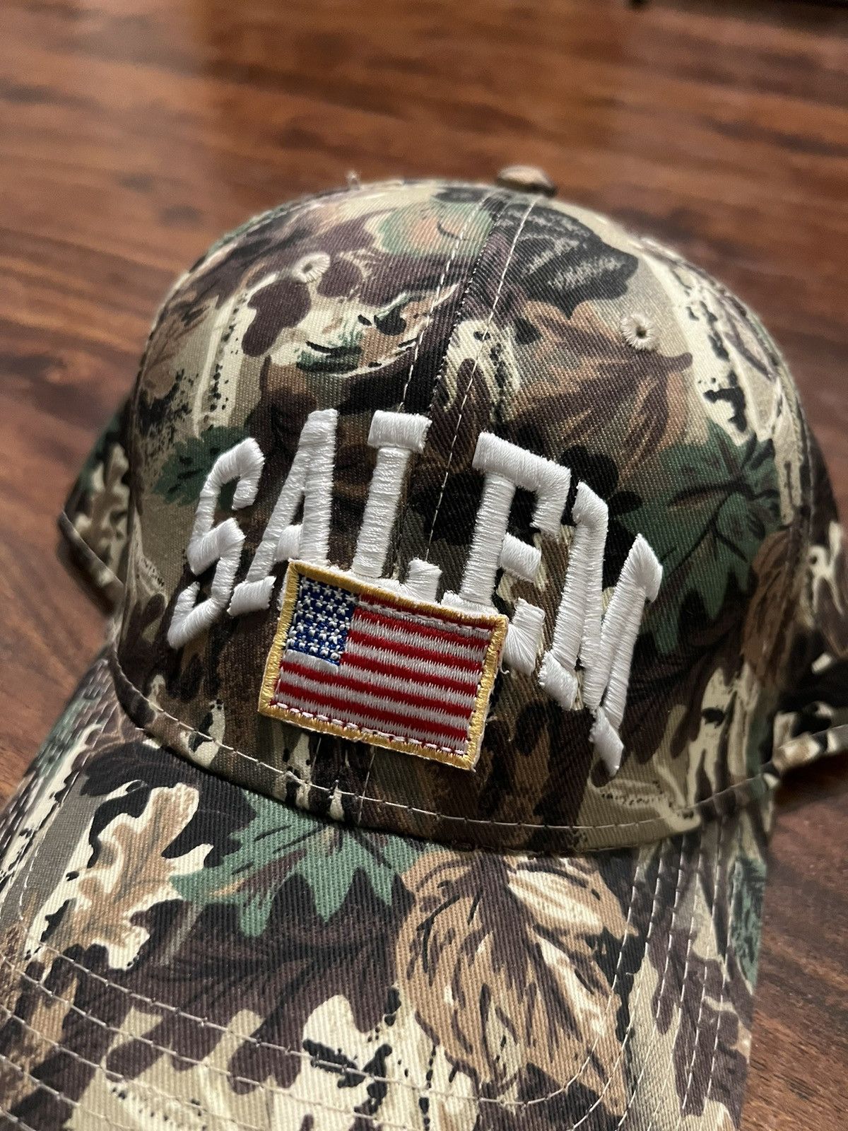 Drain Gang × Salem Sportswear SALEM S4LEM Camo Flag Logo Hat Coney ...