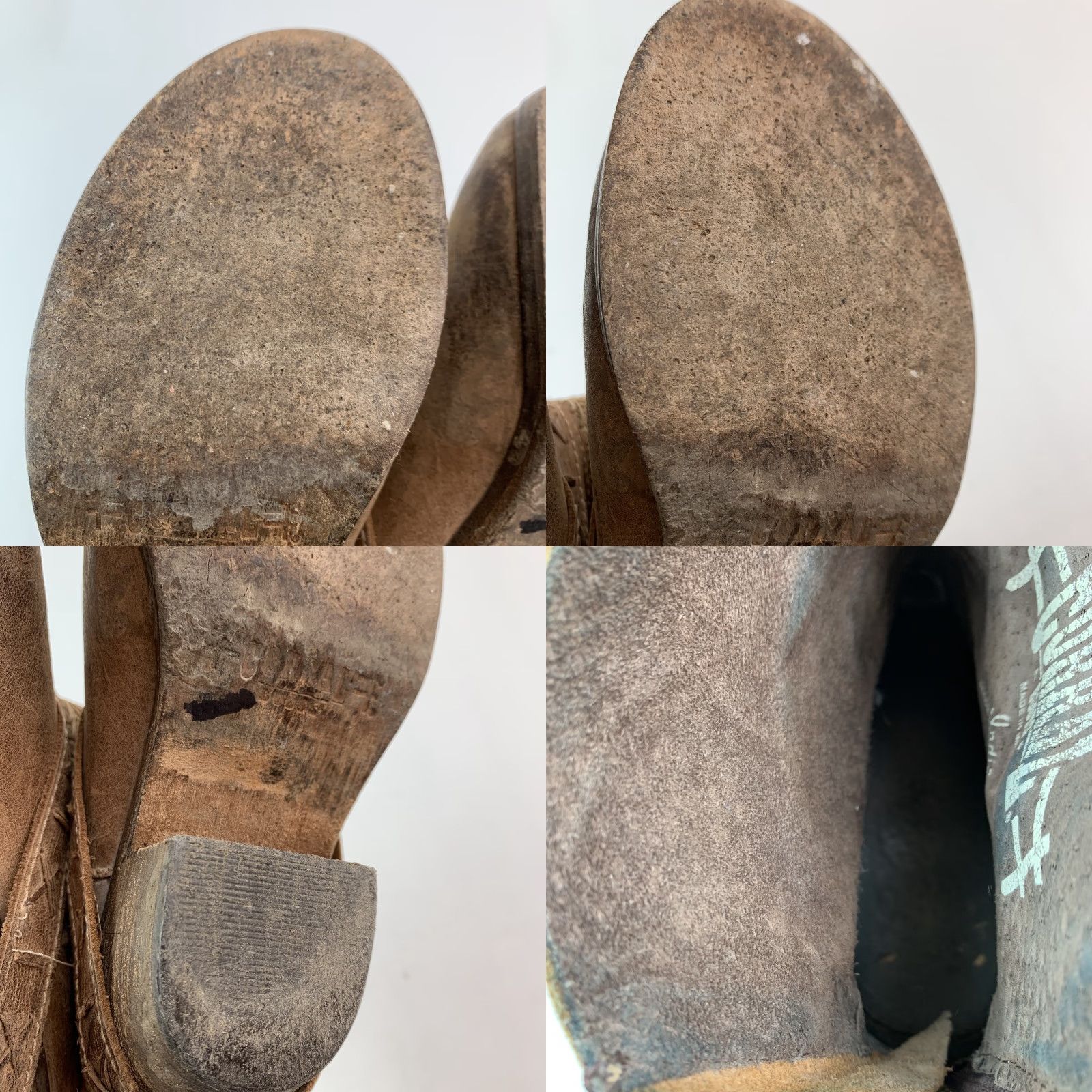 Vintage VINTAGE Corral Brown Distressed Leather Ankle Boots 7.5 Women Western Boot Buckle Zipper Block Heel Colonial? Size US 8 / IT 38 - 10 Thumbnail