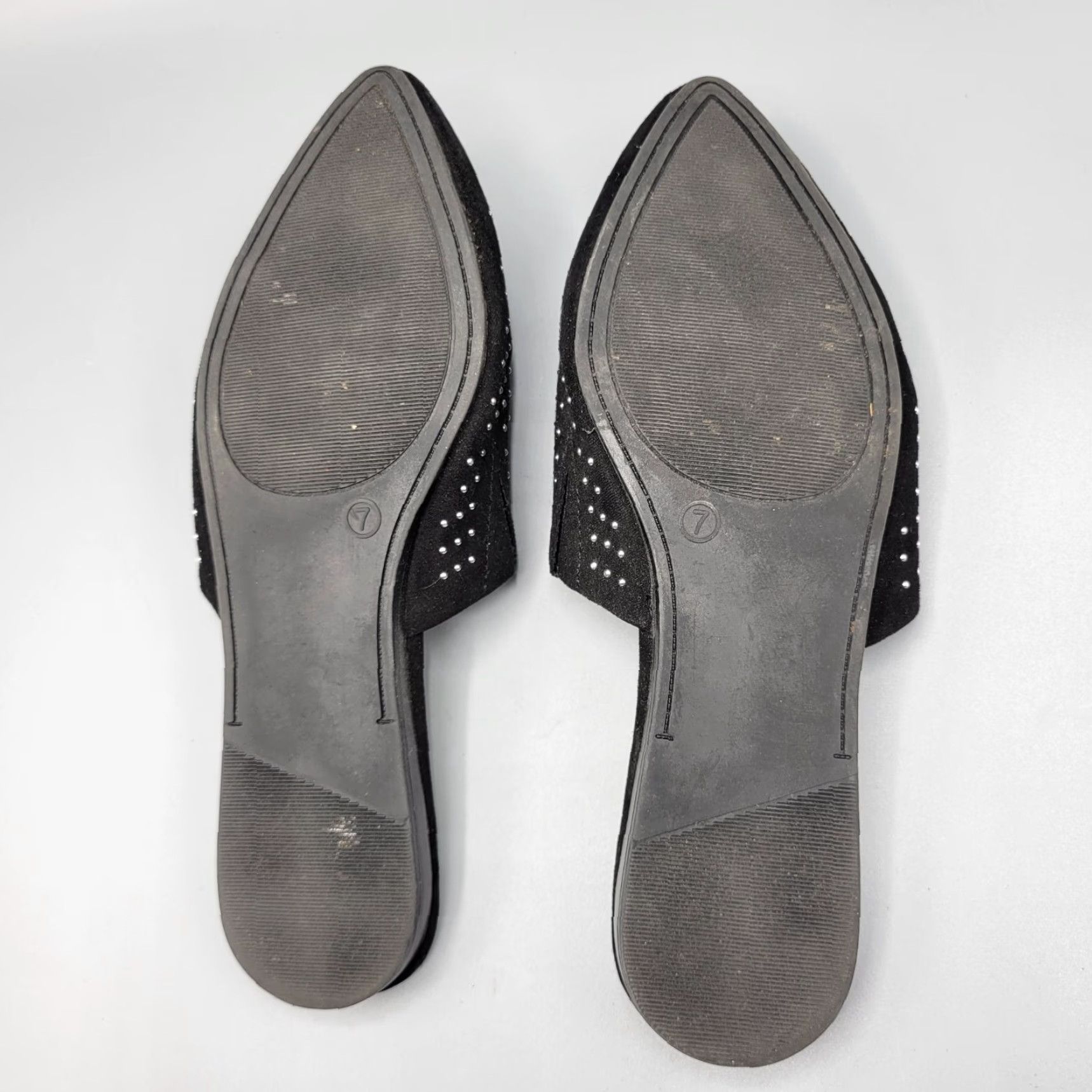 Vintage SO Black Studded Pointed Toe Flats Slide On Mules Size 7 Womens Shoes Flat Size US 7 / IT 37 - 6 Thumbnail