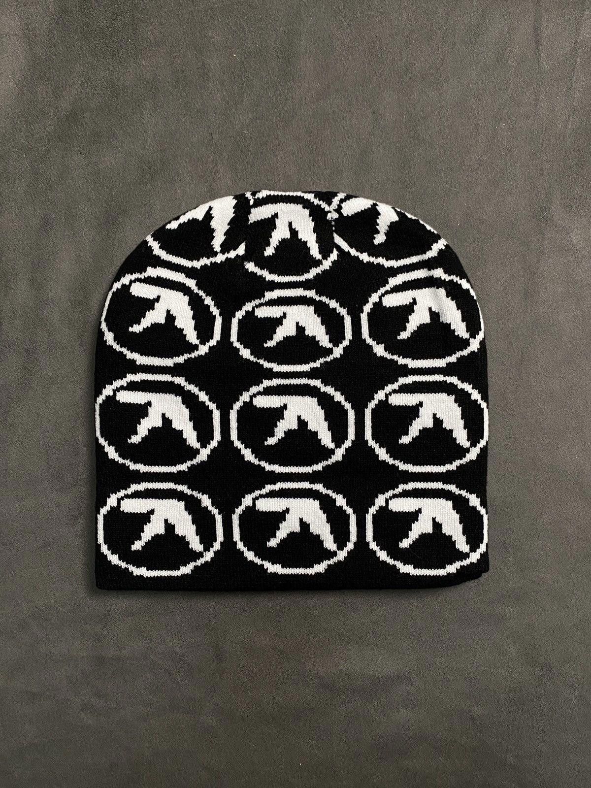 Japanese Brand Deadstock Knit Aphex Twin Logo No Cuff Black Beanie Hats OS Size ONE SIZE - 4 Thumbnail