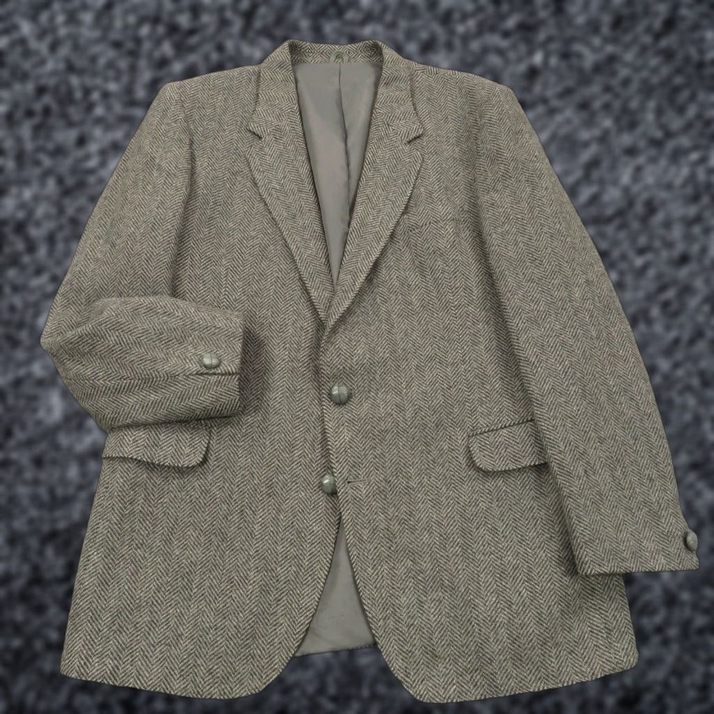 Vintage VINTAGE Bunratty Tweed Sport Coat 42R Irish Wool Herringbone Grey Jacket Blazer Size 42R - 1 Thumbnail