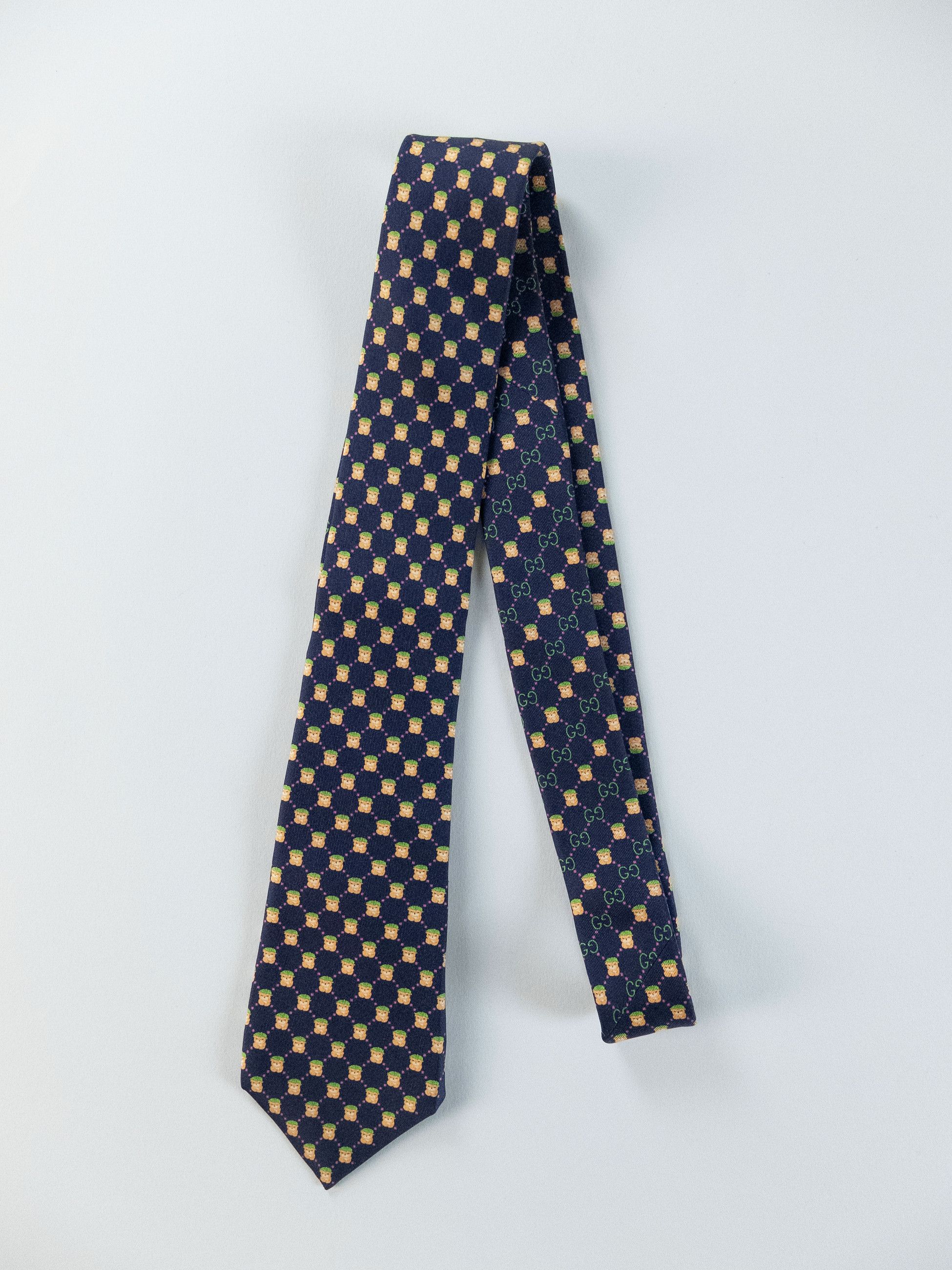 Gucci GUCCI x PIKARAR navy blue interlocking GG & Kawaii silk tie Size ONE SIZE - 1 Thumbnail