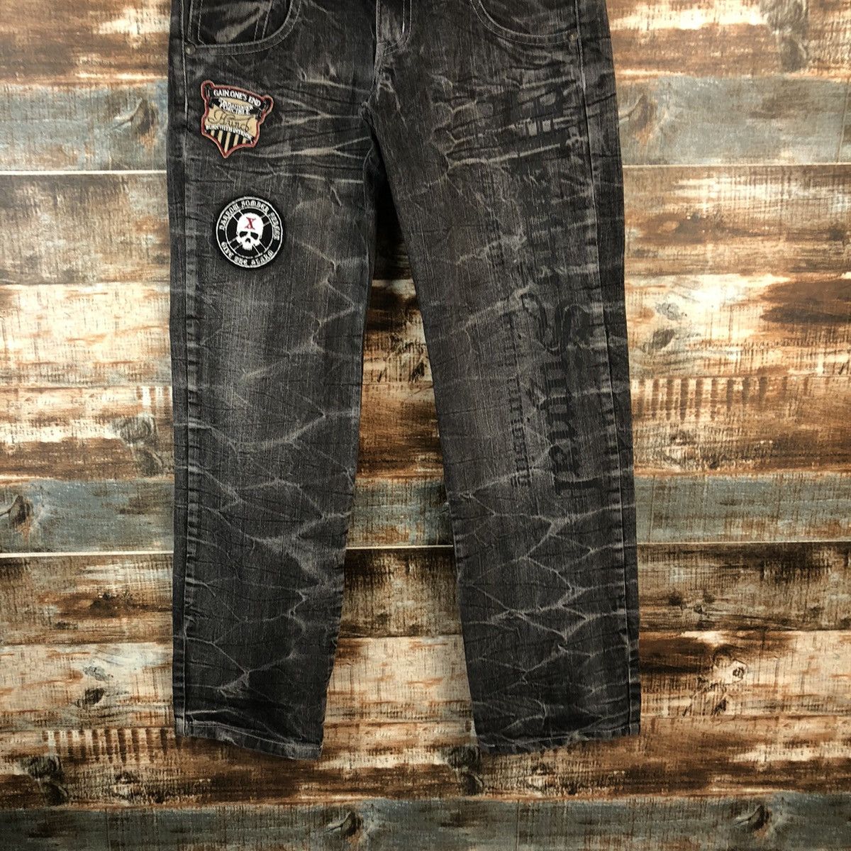 Japanese Brand DL Deluxe Black double waist rapper Denim Pants #C739 Size US 30 / EU 46 - 3 Thumbnail