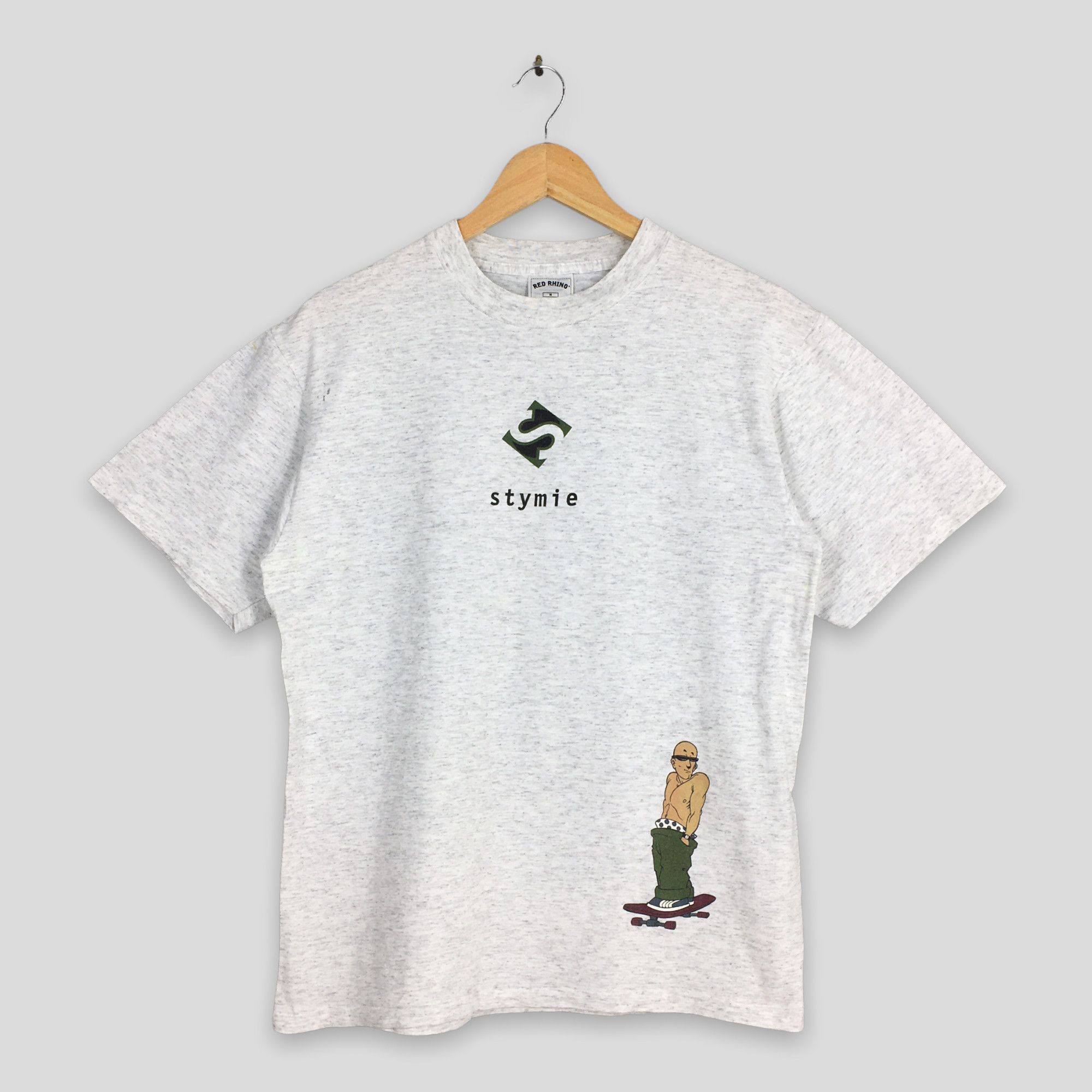 Vintage Vintage 90's Stymie Skate Streetwear Gray T shirt Medium Size US M / EU 48-50 / 2 - 1 Thumbnail