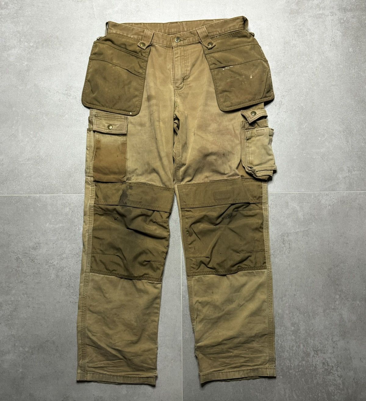 image of Carhartt Wip x Vintage "carhartt Destroyed Workers Multipocket Pants!!!" in Brown, Men's (Size 31)