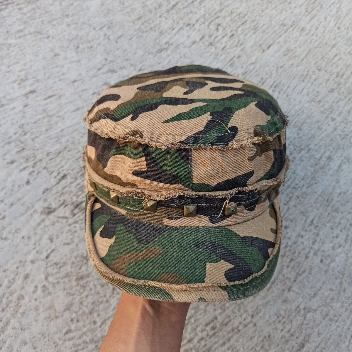 Hunter Army Cadet Hat Punk Distressed Poem Studded y2k style Size ONE SIZE - 2 Thumbnail