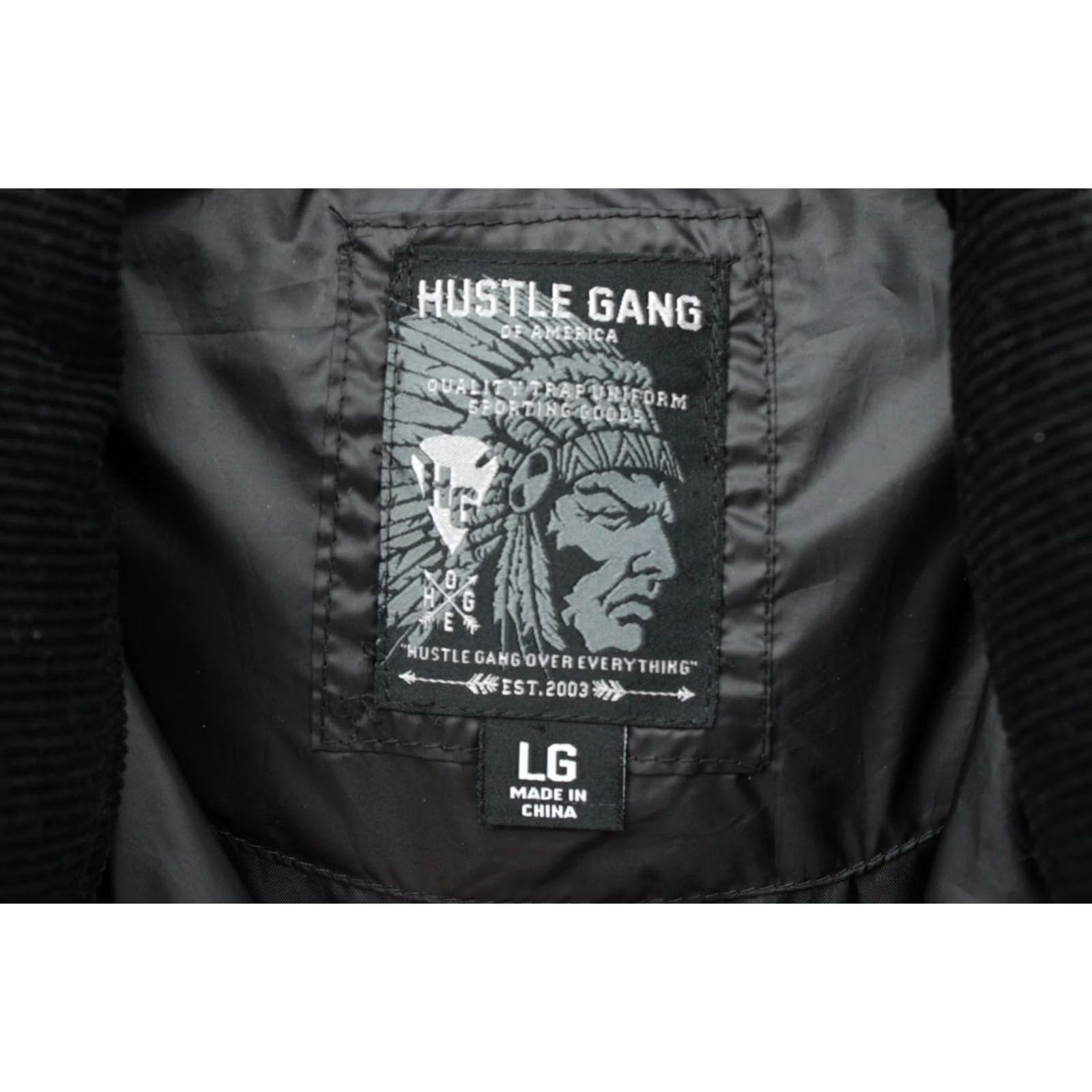 NANGA Hustle Gang Puffer Vest Mens Large Black Chief Logo Varsity Patch Graphic Print Vest Size US L / EU 52-54 / 3 - 4 Thumbnail
