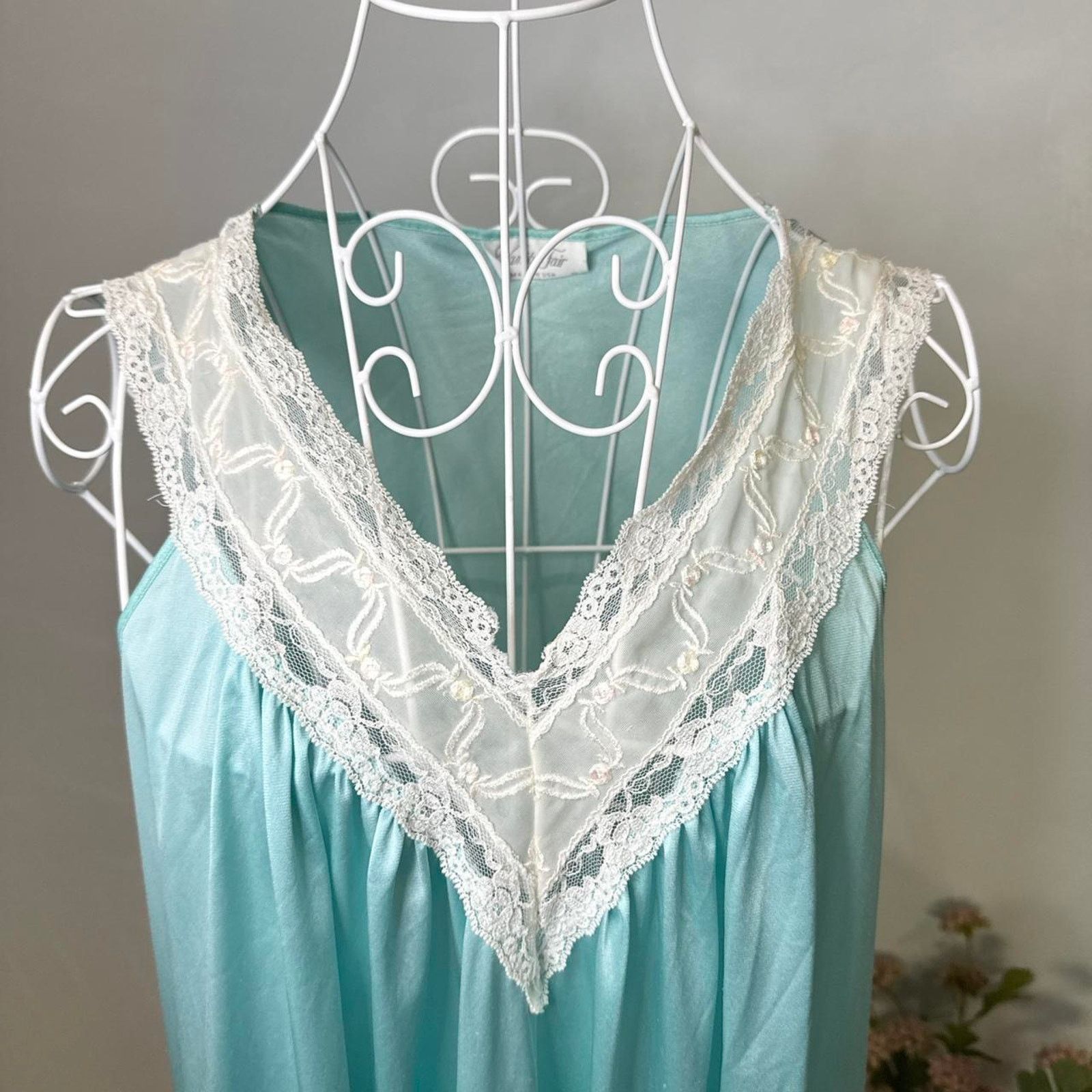 Other Vintage sea blue edwardian lace slip dress Size S / US 4 / IT 40 - 8 Thumbnail