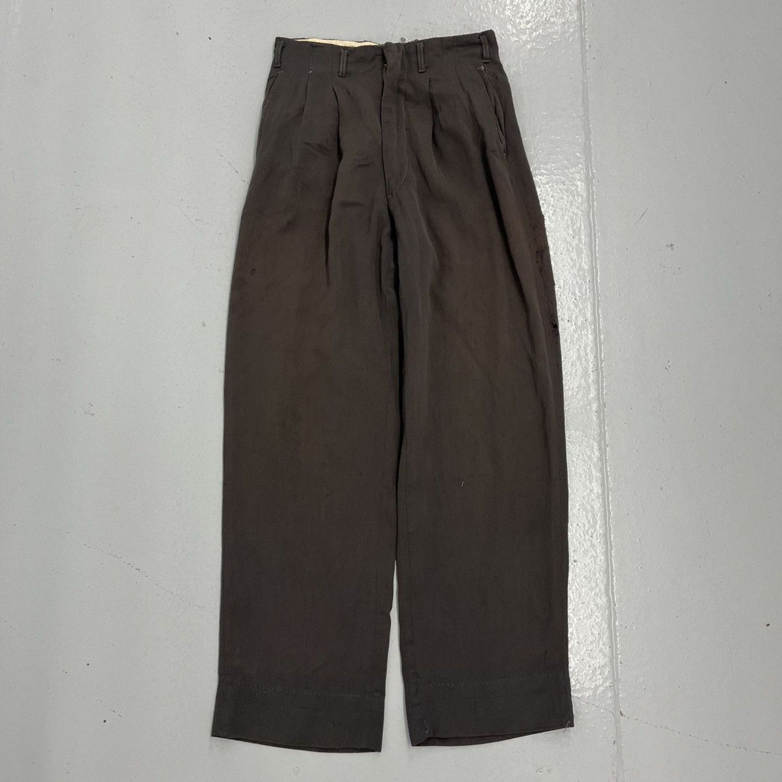 Other Vintage 50s Grey Rayon Pleated Cotton Trousers 24x26 Size 24" / US 00 / IT 34 - 1 Thumbnail