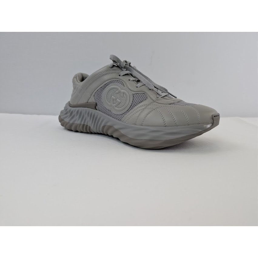 Gucci o1rshd1 Leather Ripple Low Top Sneaker in Grey Size US 12.5 / EU 45-46 - 1 Thumbnail