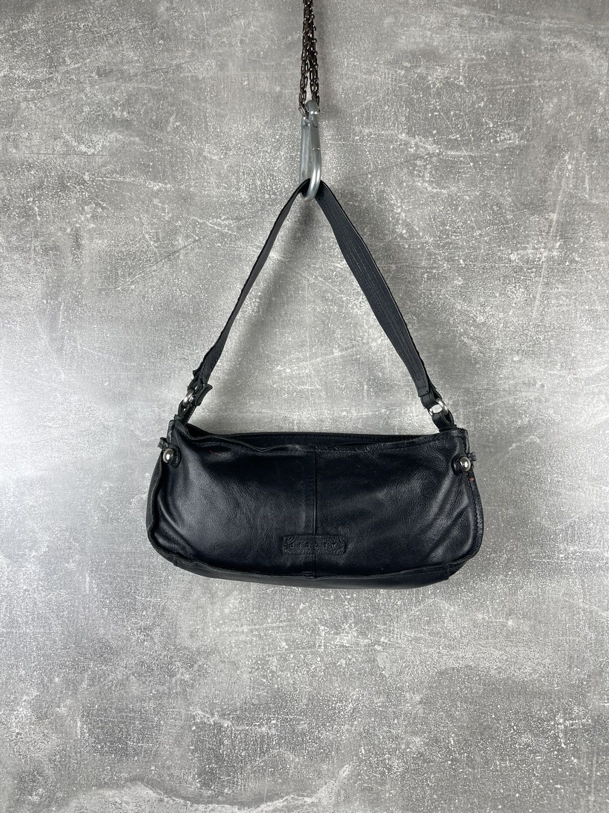 Sisley Black Leather Baguette Shoulder Bag Y2K 00s Rectangular Size ONE SIZE - 1 Thumbnail