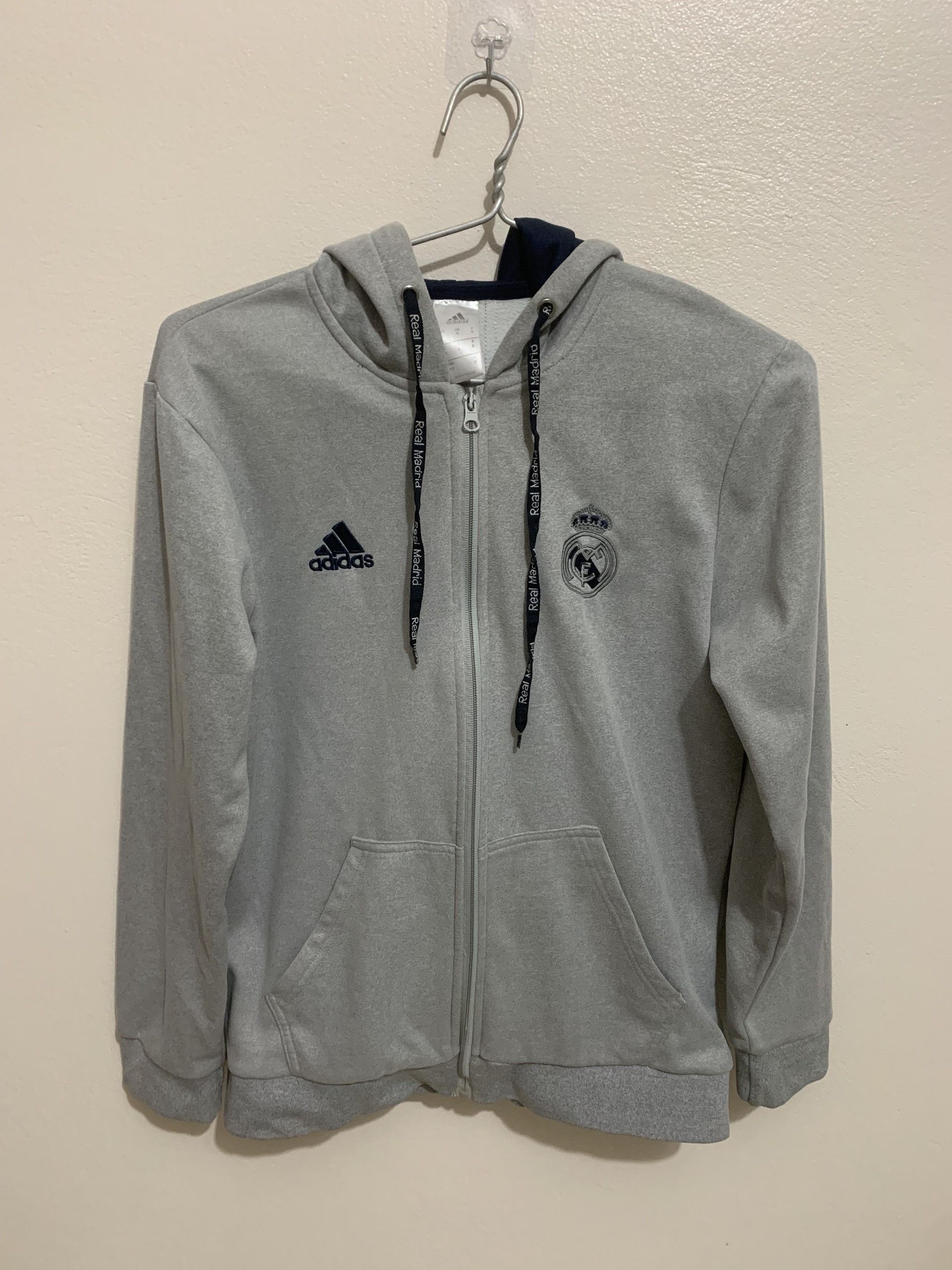 image of Adidas Real Madrid Football Club Jacket in Grey, Men's (Size Small)