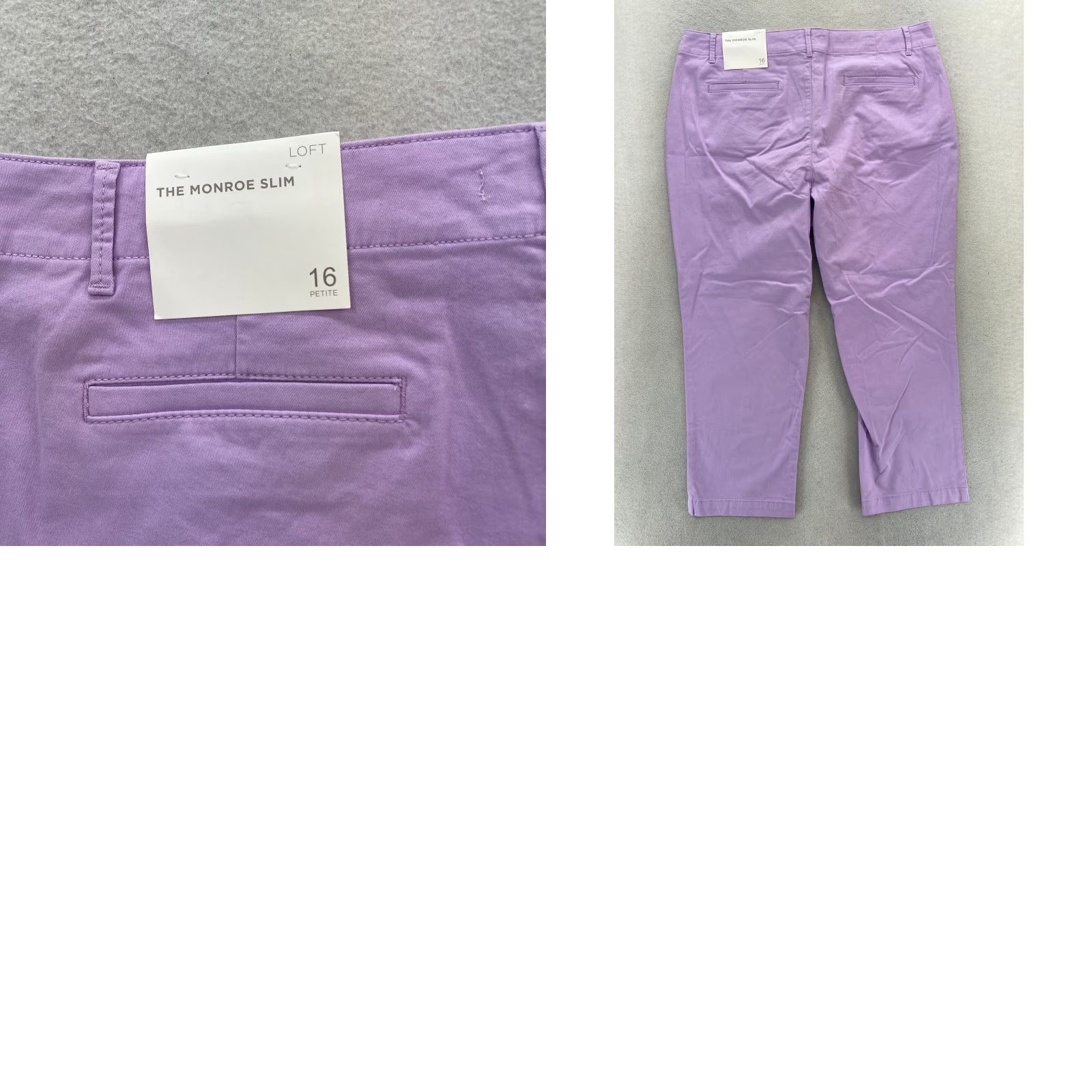 Loft LOFT Monroe Slim Chino Pants Women's 16P Purple Stretch Casual Preppy Travel NWT Size 25" / US 0 / IT 36 - 9 Thumbnail