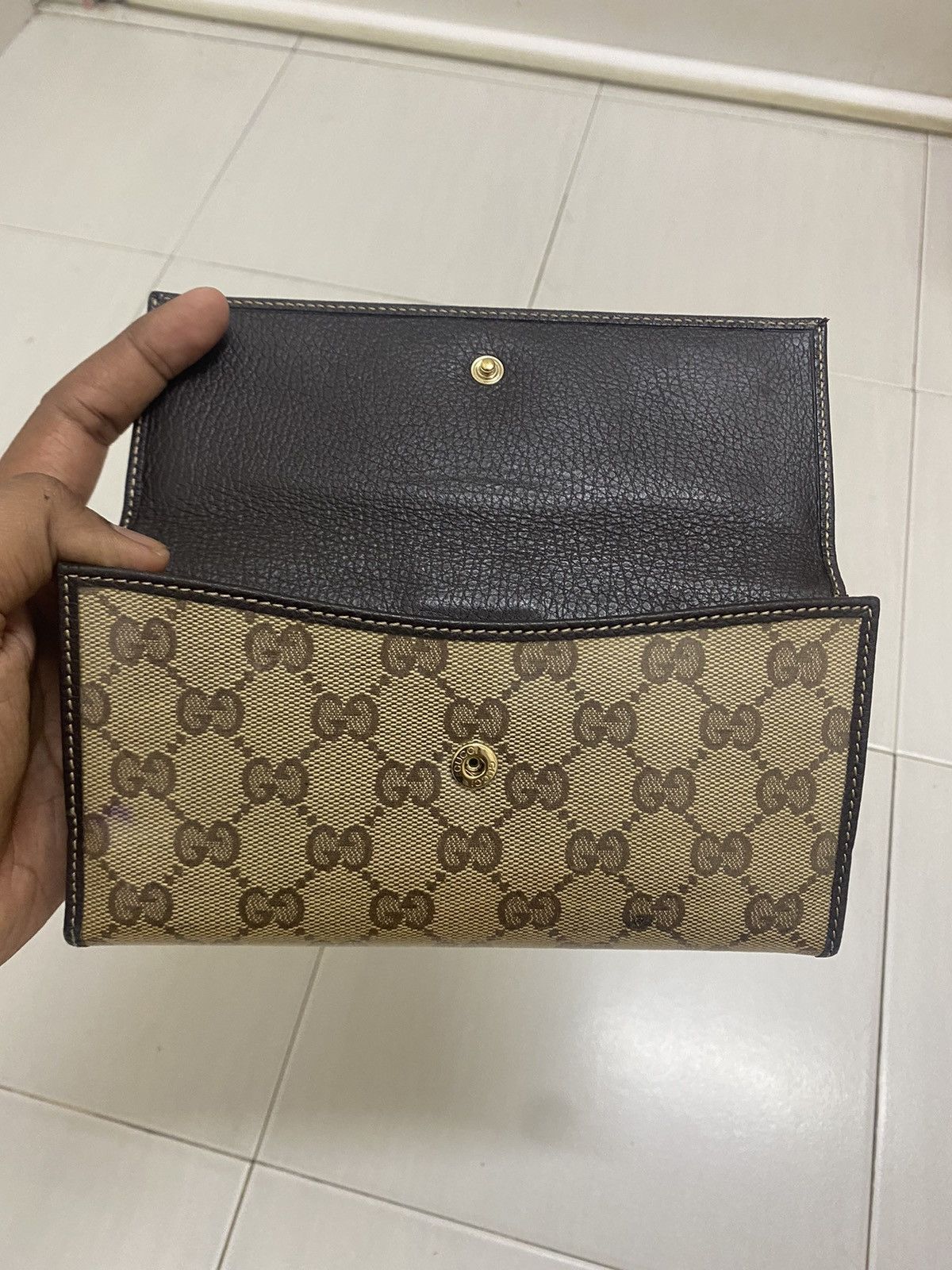 Gucci Gucci Beige/Brown GG Stud Canvas And Leather Flap Wallet Size ONE SIZE - 14 Thumbnail