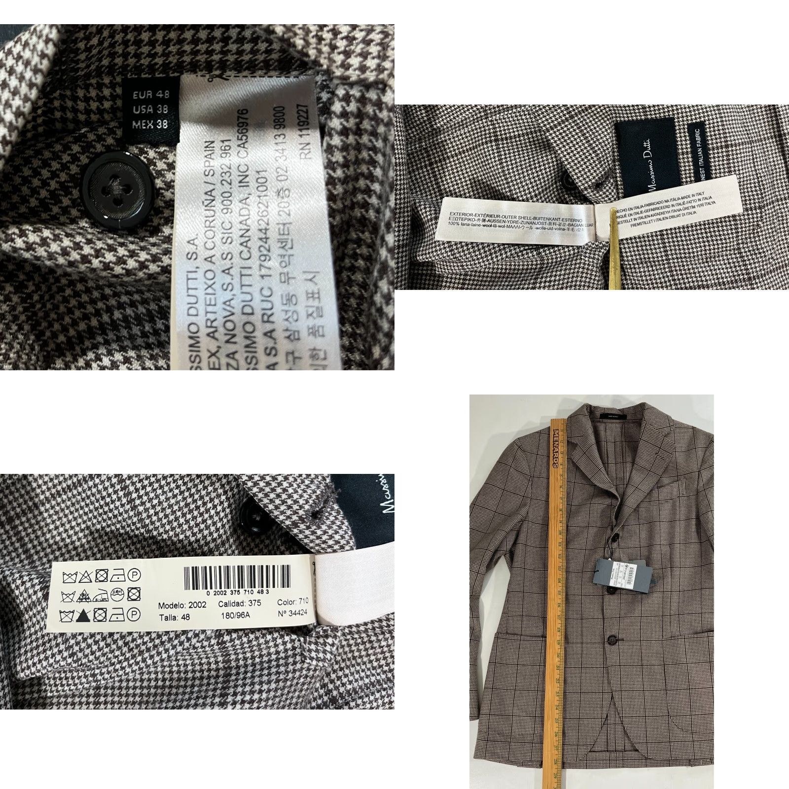 Massimo Dutti VINTAGE Massimo Dutti Wool Sport Coat Jacket Houndstooth Made in Italy Sz US 38 Mens Jacket Brown NWT Italy 38 Sport Coat Size US XXS / EU 40 - 10 Thumbnail