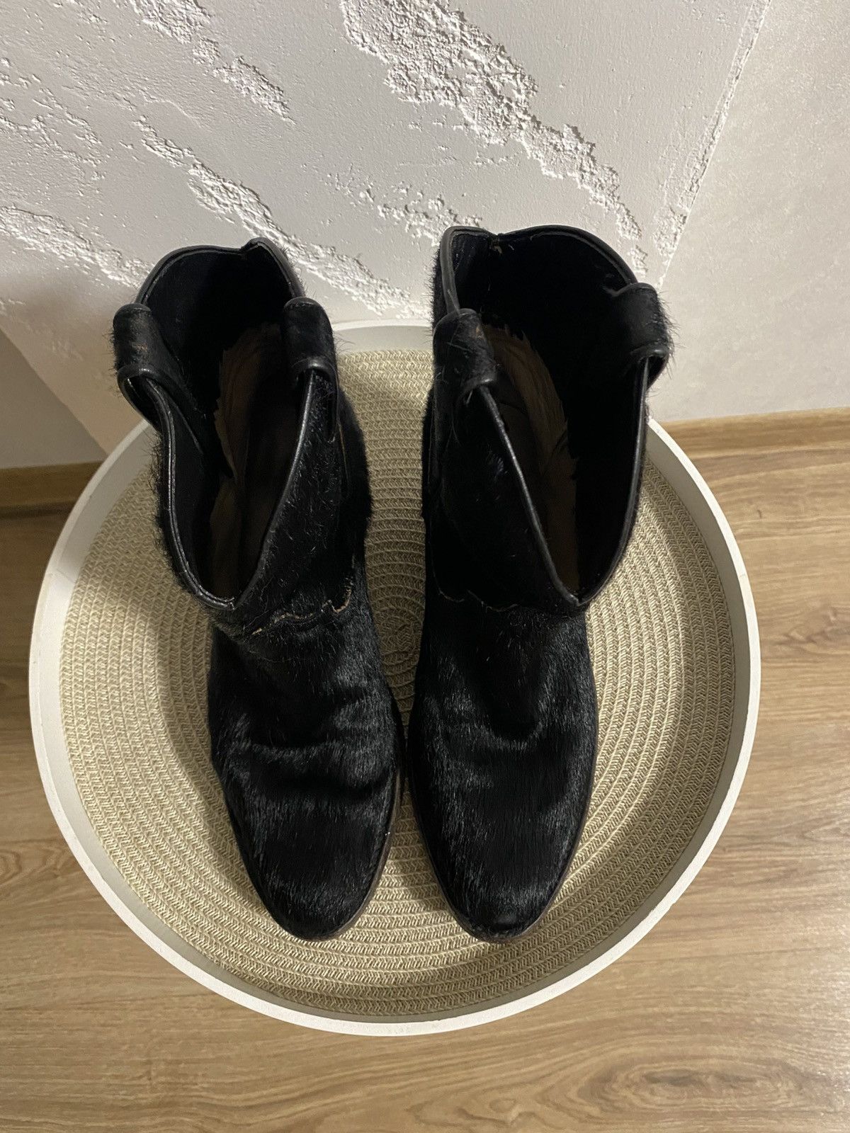 Cowboy Equipment Tony Mora Black Pony Fur Real Leather Western Cowboy Boots Size US 7 / IT 37 - 4 Thumbnail