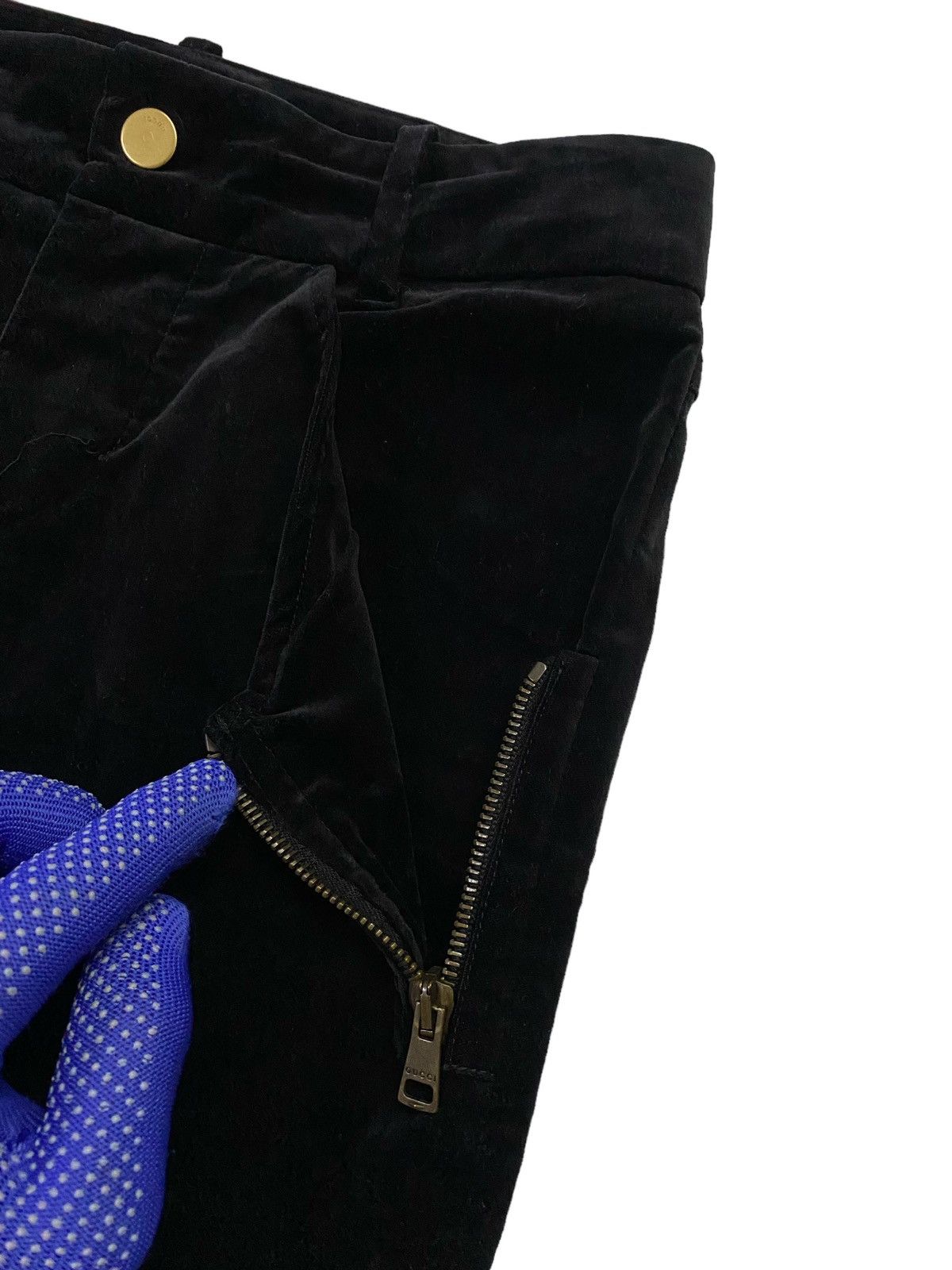 Gucci Gucci Velvet GG Interlock Logo Side Pocket Zip Flare Pants Size 26" / US 2 / IT 38 - 20 Thumbnail