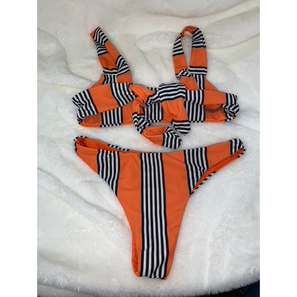 ZAFUL Zaful Women's Striped Bikini Set Multicolor Size Small Beach Size ONE SIZE - 2 Thumbnail