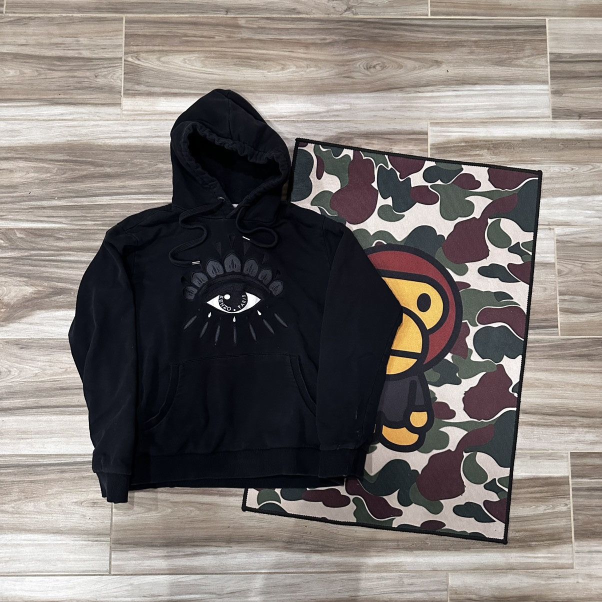 Kenzo Kenzo Paris Black Eyeball Embroidered Hoodie Size L / US 10 / IT 46 - 1 Thumbnail