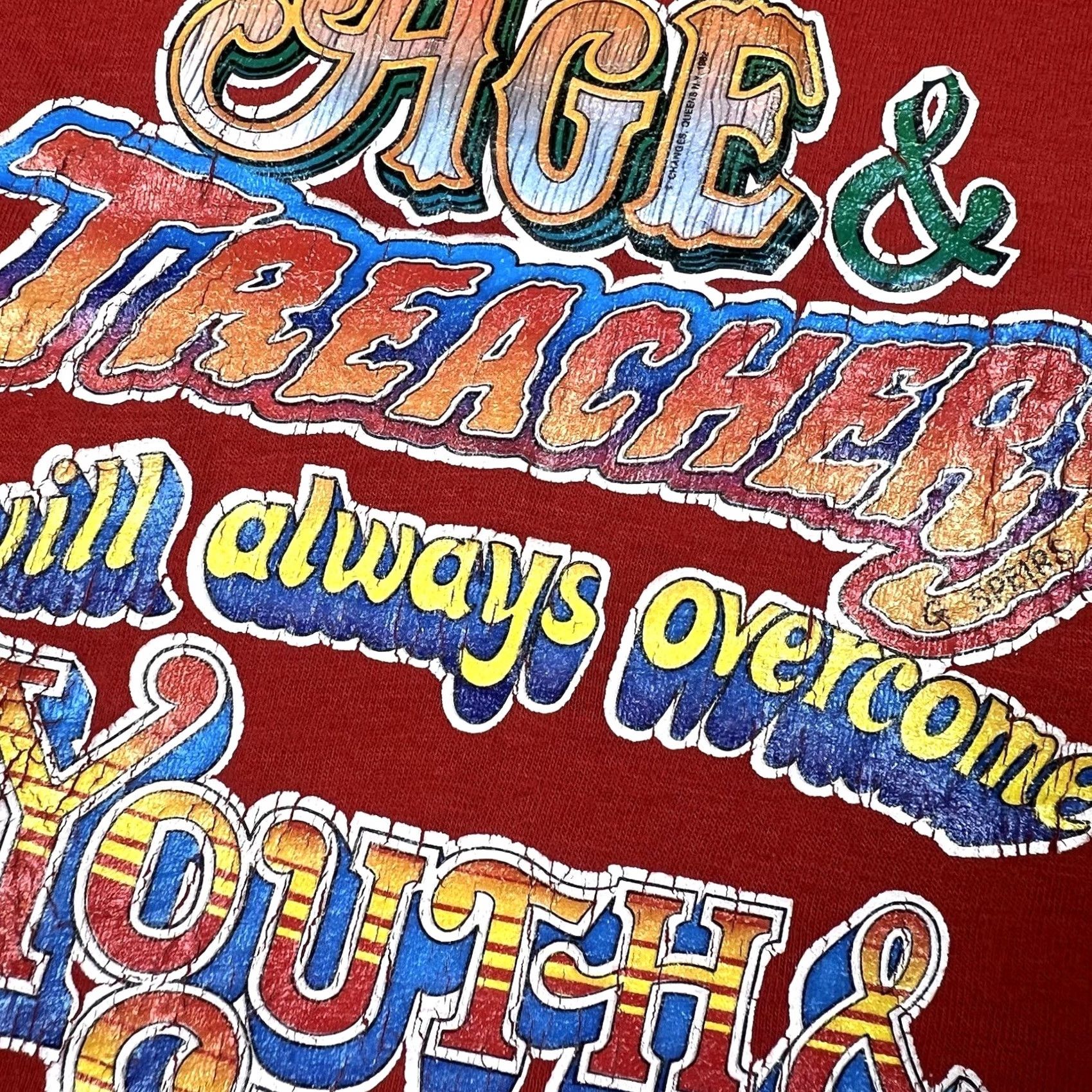 Vintage VINTAGE 80s Single Stitch Big Spellout Graphic Red T-Shirt S Unisex Adults 50/50 USA Size US S / EU 44-46 / 1 - 7 Thumbnail