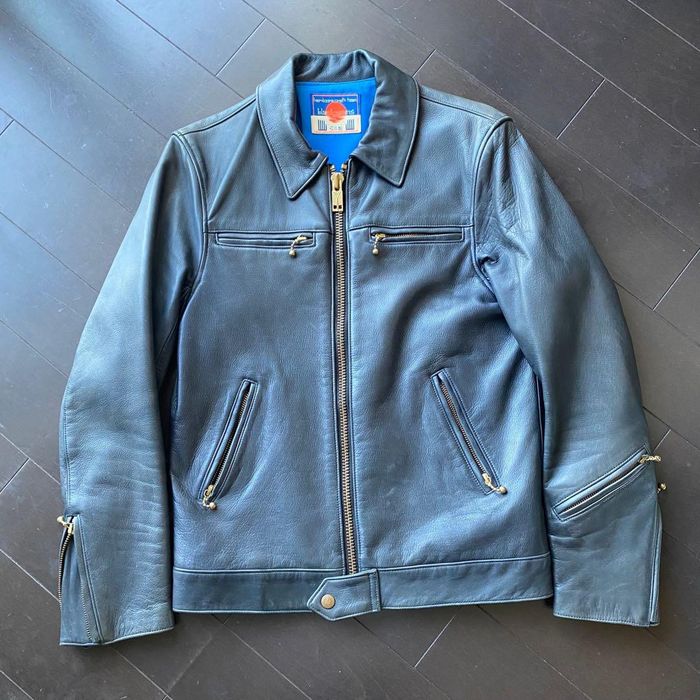 Blackmeans BLACKMEANS Single Rider Jacket Blue Leather 3 | Grailed