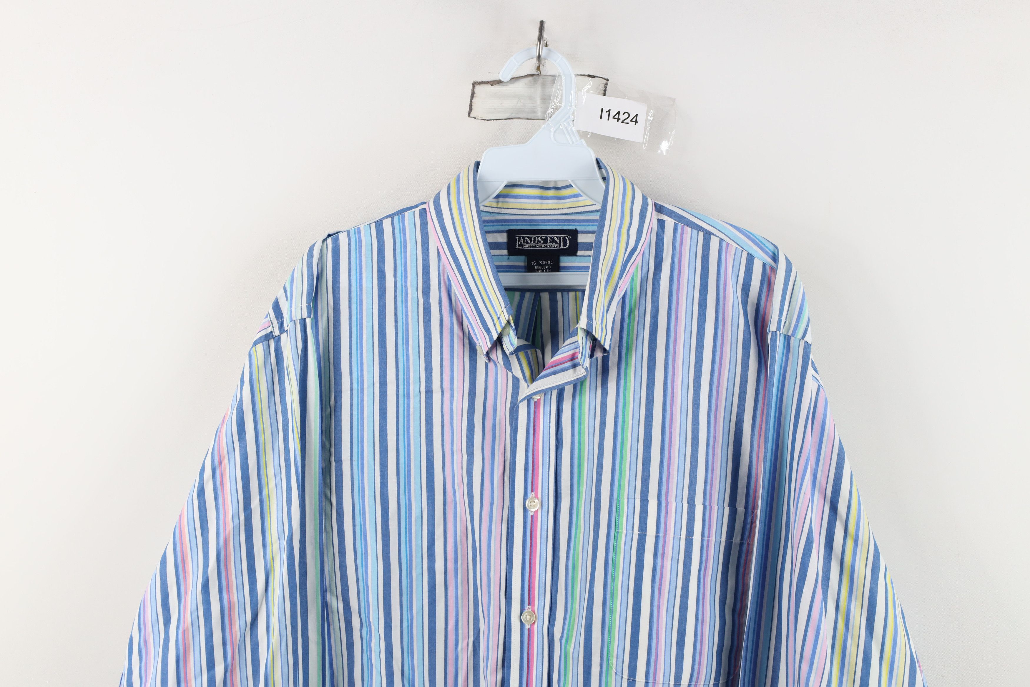 Lands' End Vintage 90s Lands End Striped Collared Button Down Shirt Size US M / EU 48-50 / 2 - 2 Thumbnail