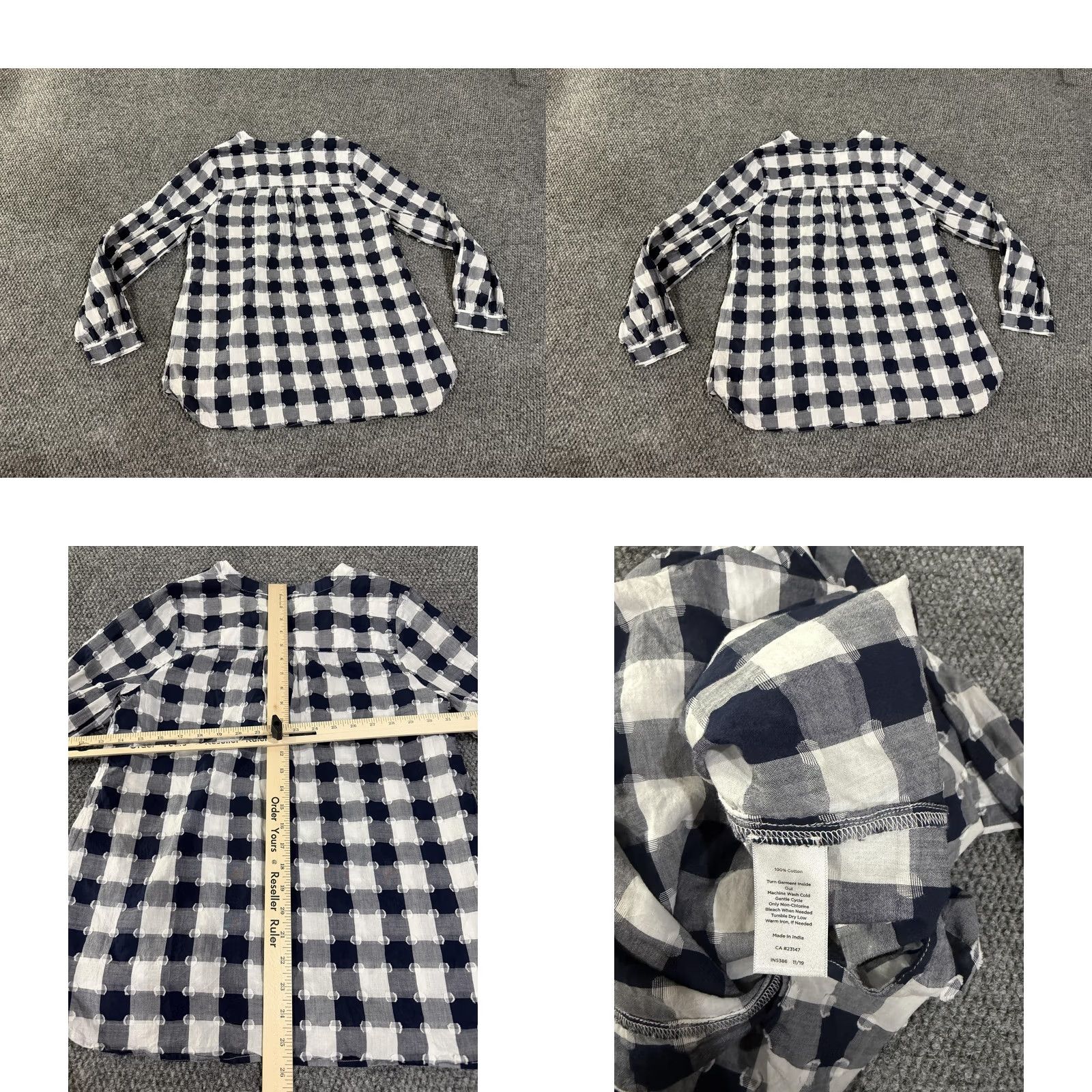 Talbots Talbots Shirt Womens Medium Blue Check Plaid Henley Long Sleeve Tunic Top Size M / US 6-8 / IT 42-44 - 8 Thumbnail