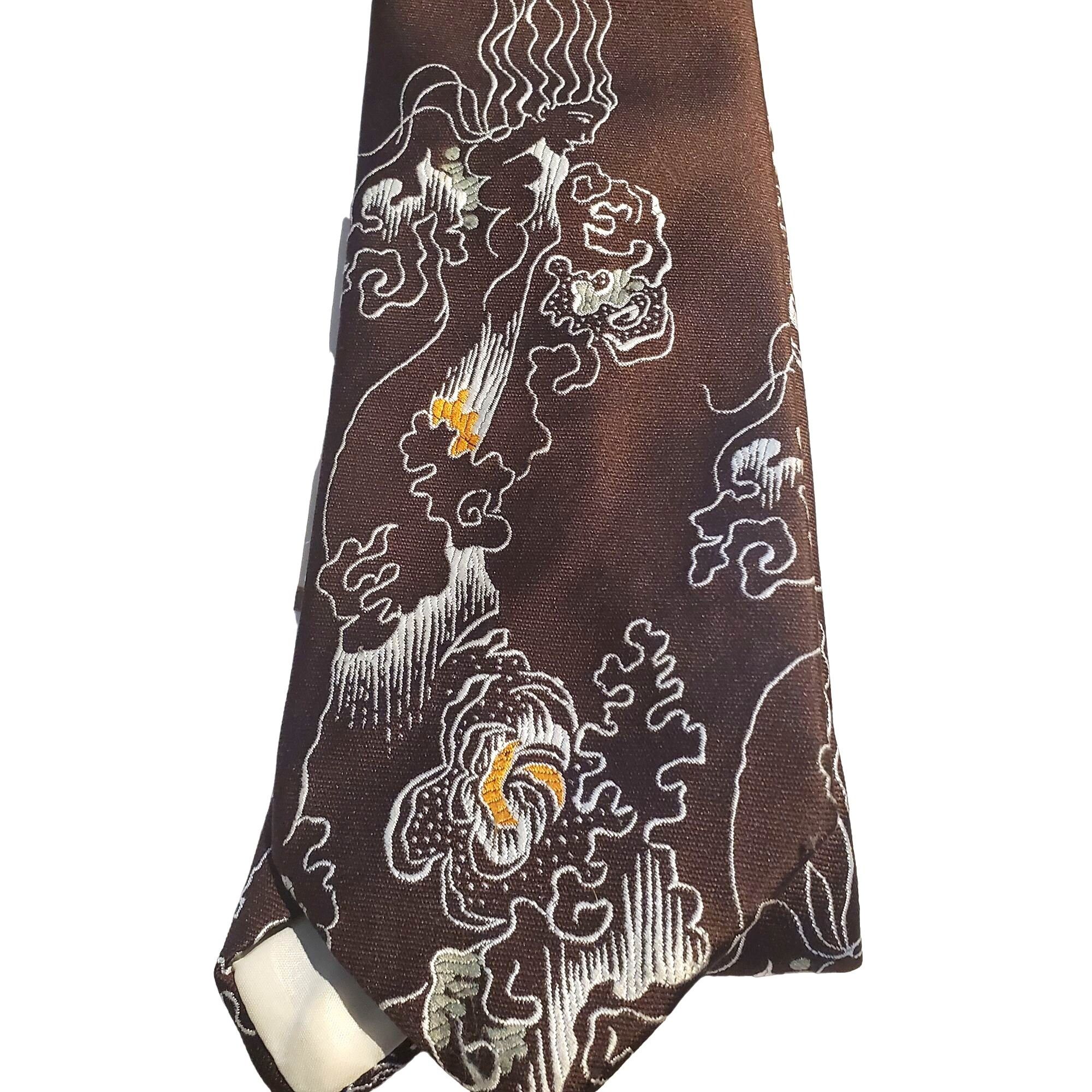 Vintage 60s 70s VTG Graphic Tie Brown Santavelli Wembley 4 Inch Size ONE SIZE - 8 Thumbnail