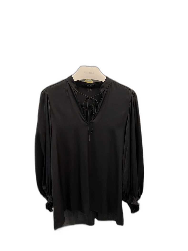 Theory Long Sleeve Silk Shirt in Black-yf Size US S / EU 44-46 / 1 - 1 Thumbnail