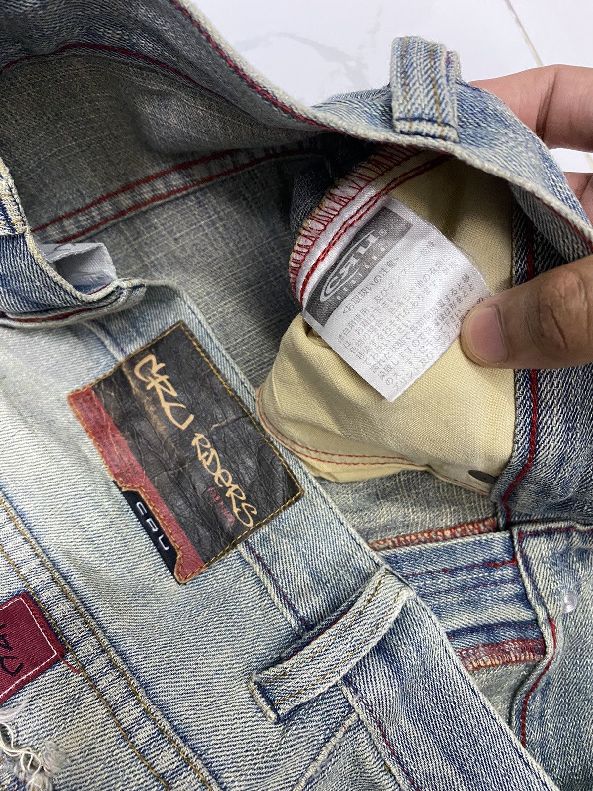 If Six Was Nine × Le Grande Bleu (L.G.B.) 🔥DISTRESSED RUSTY CRU RIDERS RIPS DENIM JEANS LGB STYLE Size US 32 / EU 48 - 9 Thumbnail