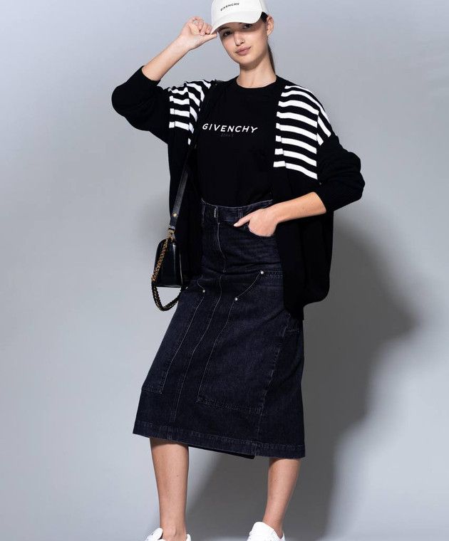 Givenchy o1w1db10325 V-Neck Cardigan in Black/White Size S / US 4 / IT 40 - 3 Thumbnail