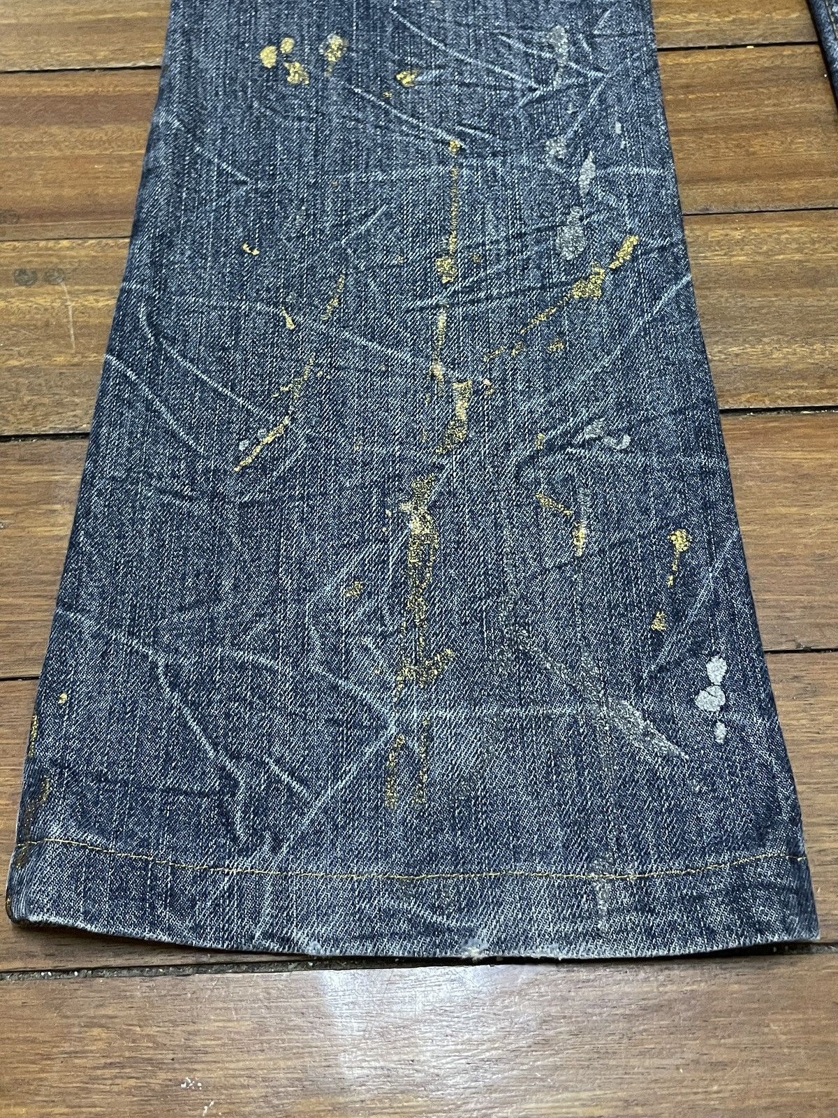 Le Grande Bleu (L.G.B.) Rare Vintage Japanese Brand KUI Ripped Flared Jeans 1990s Size US 30 / EU 46 - 7 Thumbnail