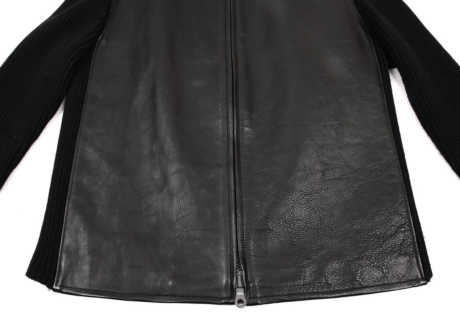 Yohji Yamamoto Yohji Yamamoto Leather Knit Jacket Black 4 Size US XL / EU 56 / 4 - 11 Thumbnail