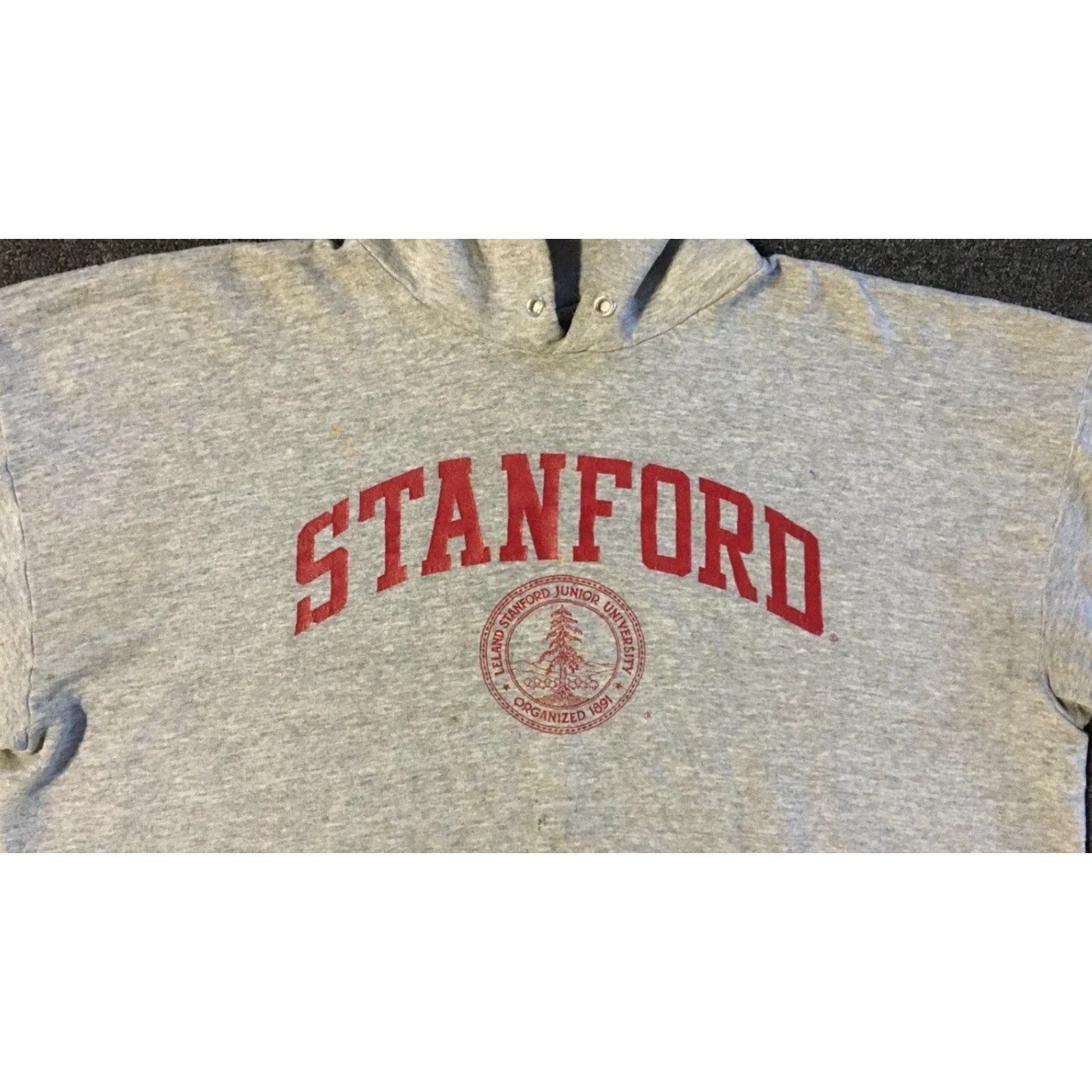 Vintage Vtg Stanford University Hoodie Gray L Boxy Distressed Faded 90s College Sports Pullover Men Shirt University USA Breach? Size US L / EU 52-54 / 3 - 7 Thumbnail