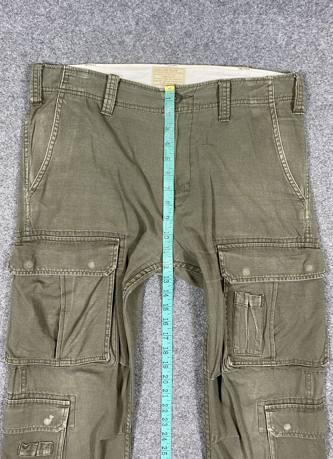 Purple Brand Vintage’90s🔥Purple&Yellow🔥Fade Green Army Cargo Pants Size US 36 / EU 52 - 6 Thumbnail