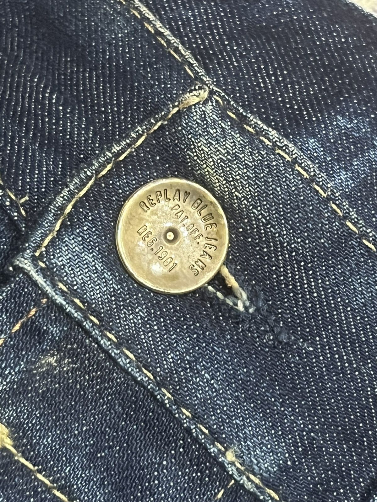 Replay Vintage Replay Dark Blue Faded Washed Buttonfly Flare Jeans Size US 32 / EU 48 - 7 Thumbnail