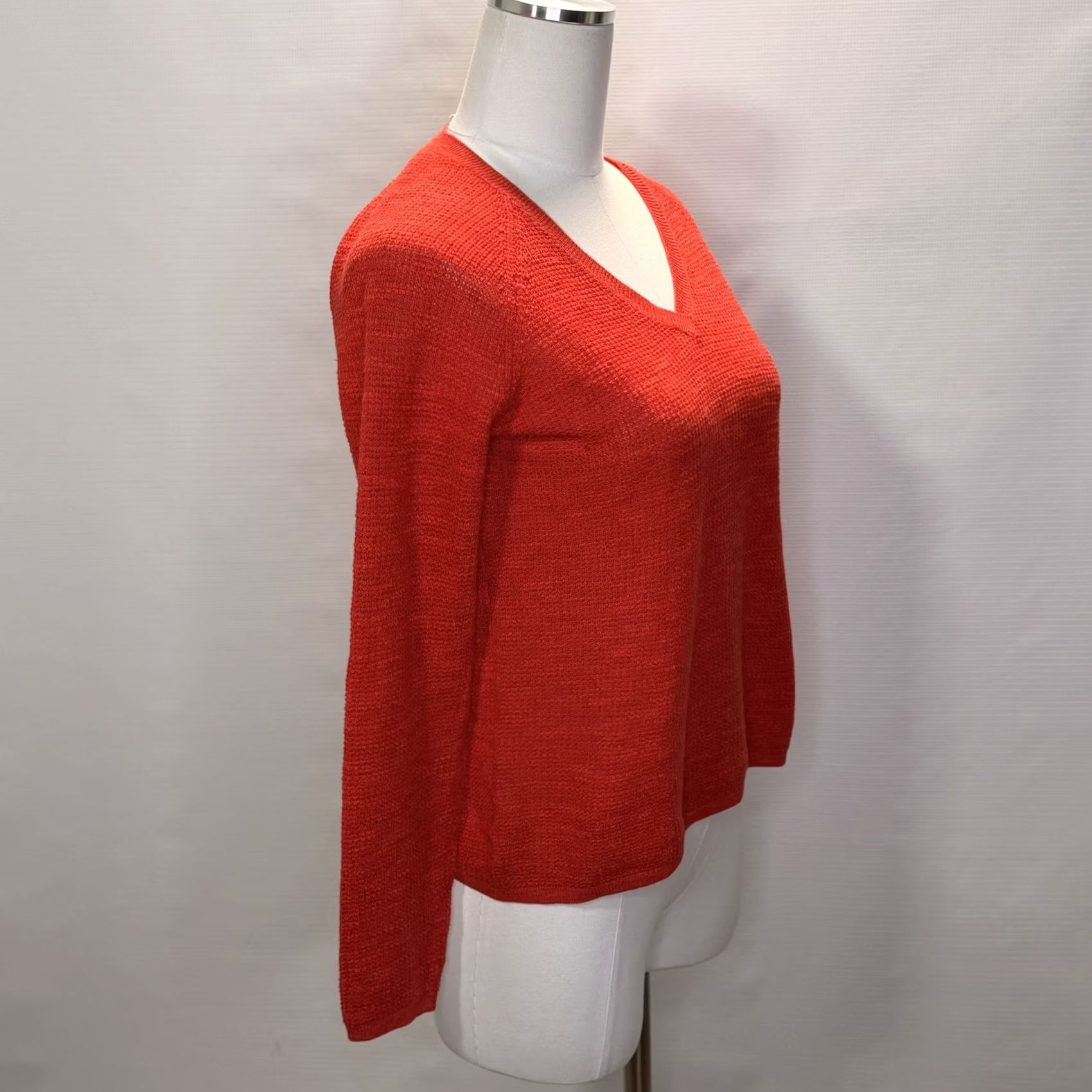 Eileen Fisher VINTAGE Eileen Fisher Sweater Womens PP/PTP Red V-Neck Knit Pullover Linen Cotton Petite Raglan Sleeve Size XXS / US 00 / IT 34 - 2 Thumbnail