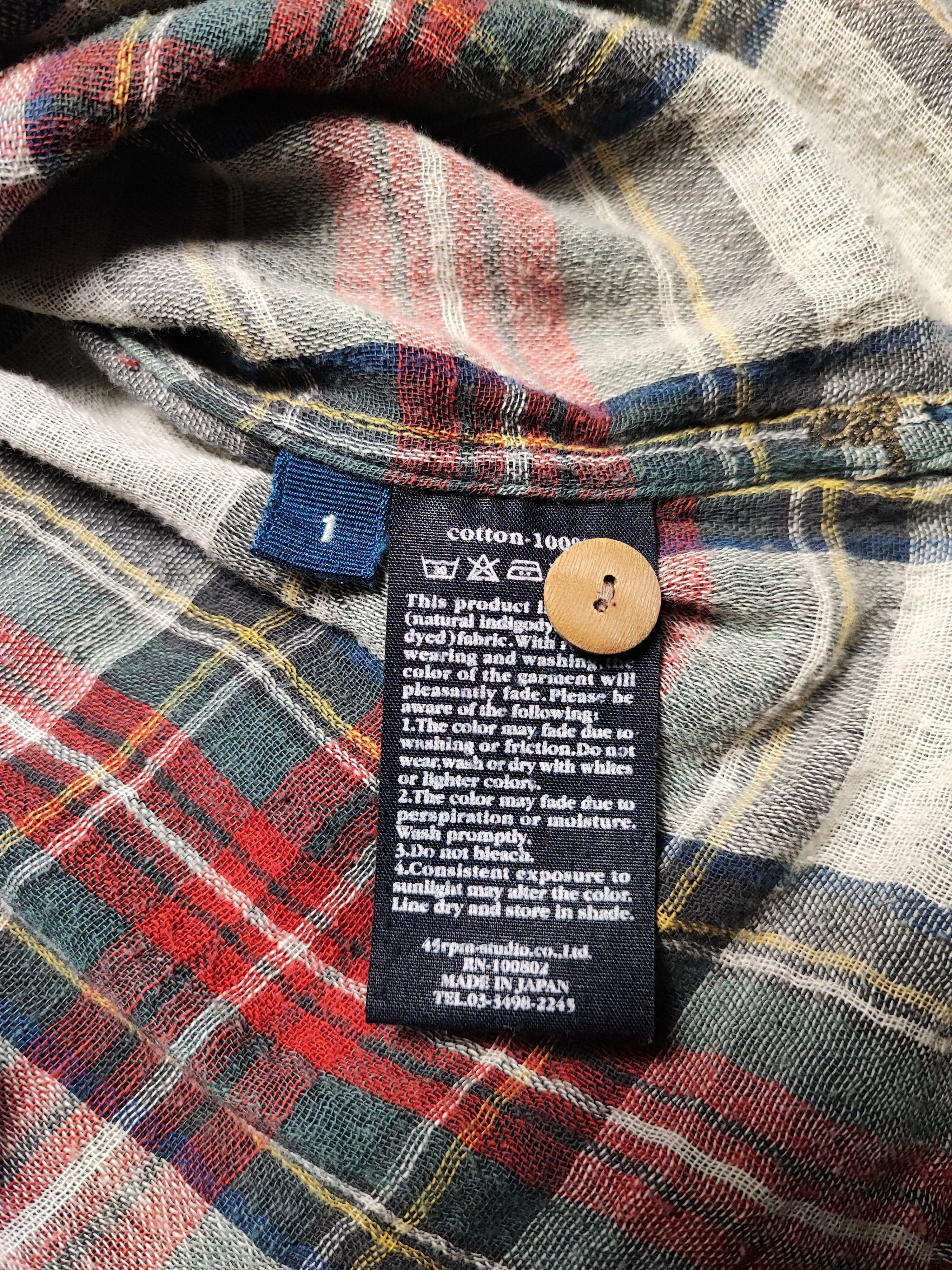 45rpm Vintage 45rpm Indigo Dyed Plaid shirt Size US S / EU 44-46 / 1 - 12 Thumbnail