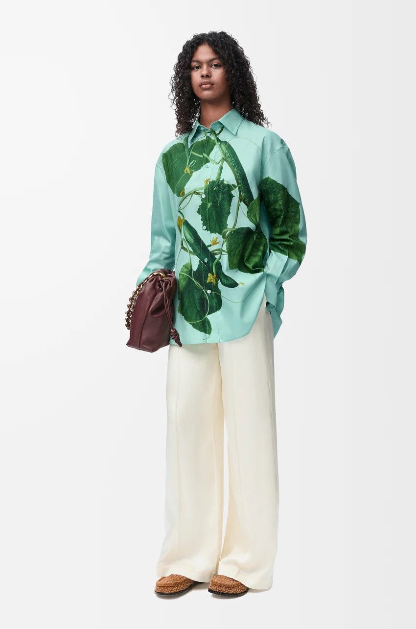 Loewe o1loc1c0525 Shirt In Cotton And Silk in Blue/Green Size S / US 4 / IT 40 - 2 Thumbnail