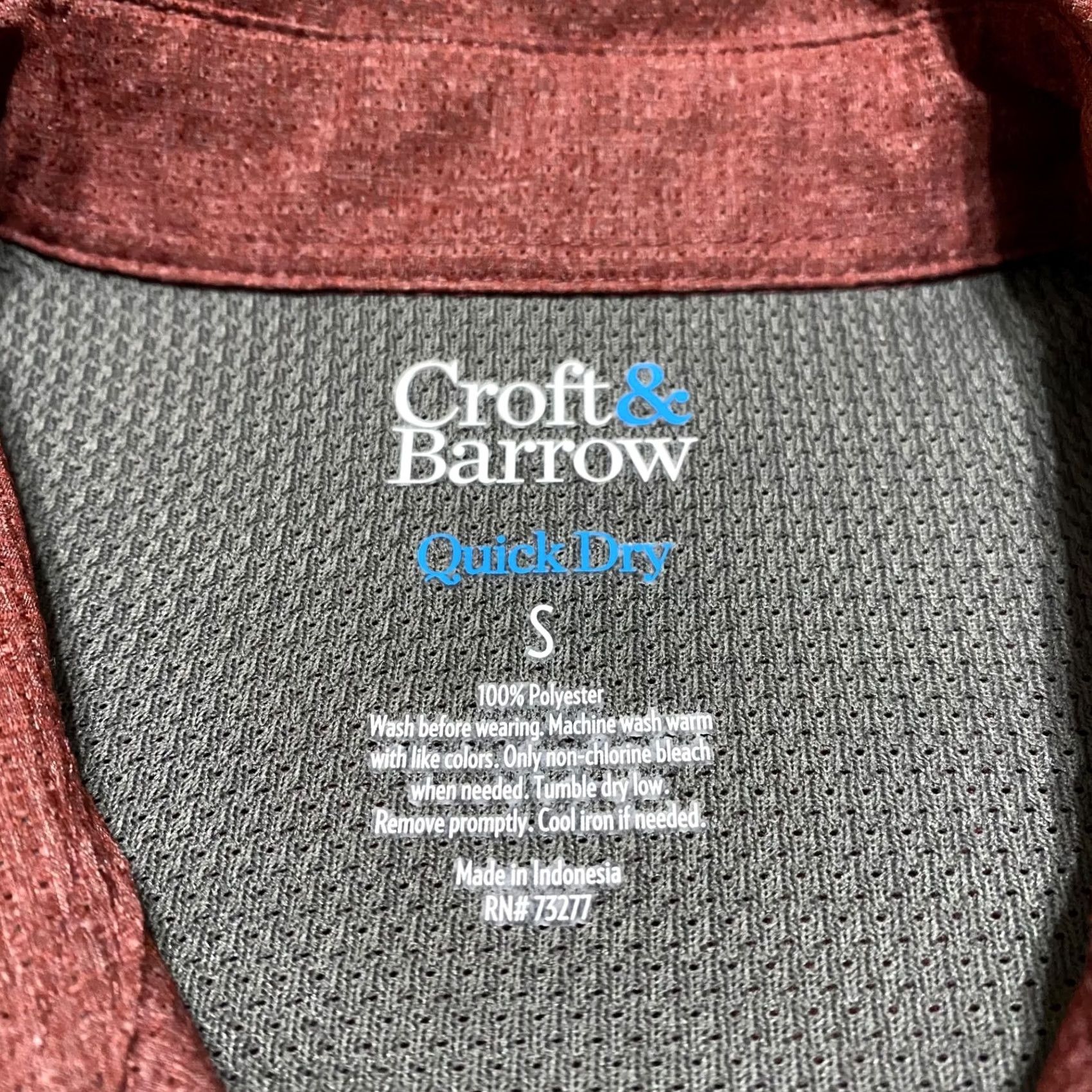Croft & Barrow Croft & Barrow Mens Small Shirt Red Button-Front Quick Dry Vented Outdoor Size US S / EU 44-46 / 1 - 3 Thumbnail