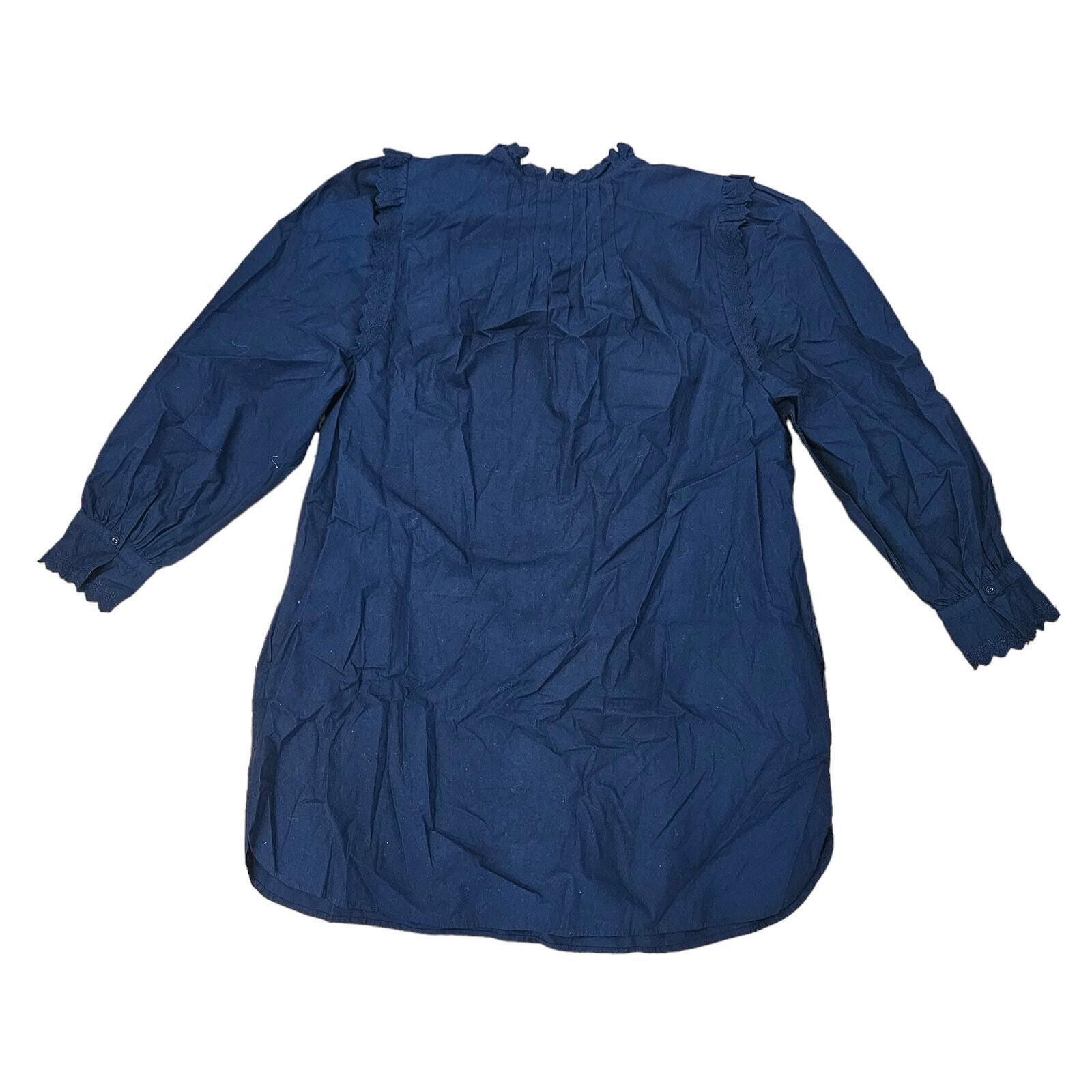 Designer Teasasure Bond Navy Blue Ruffled Blousee Size M Size M / US 6-8 / IT 42-44 - 2 Thumbnail