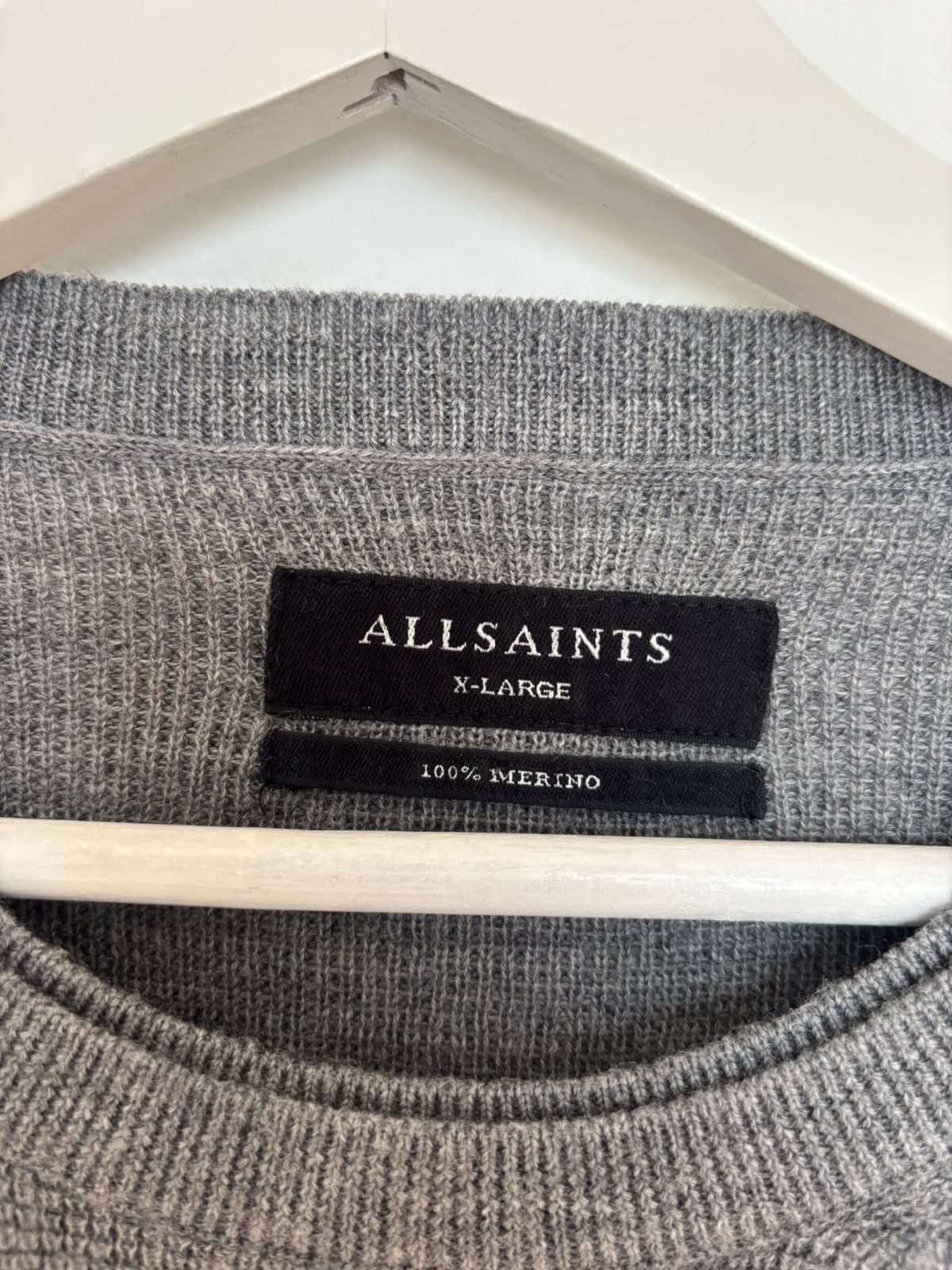 Allsaints AllSaints Grey Merino Wool Crewneck Sweater XL Size US XL / EU 56 / 4 - 2 Thumbnail