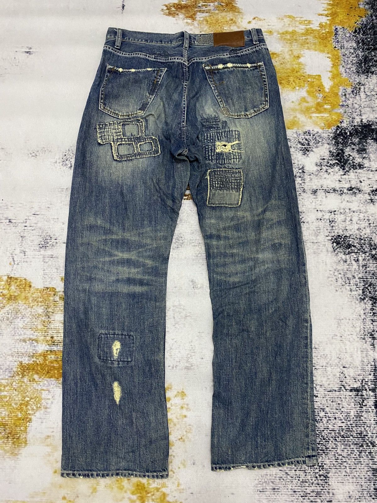 Global Work Vintage Global Work Kurtcobian Inspired Boro Patchwork Jeans Size US 35 - 2 Thumbnail