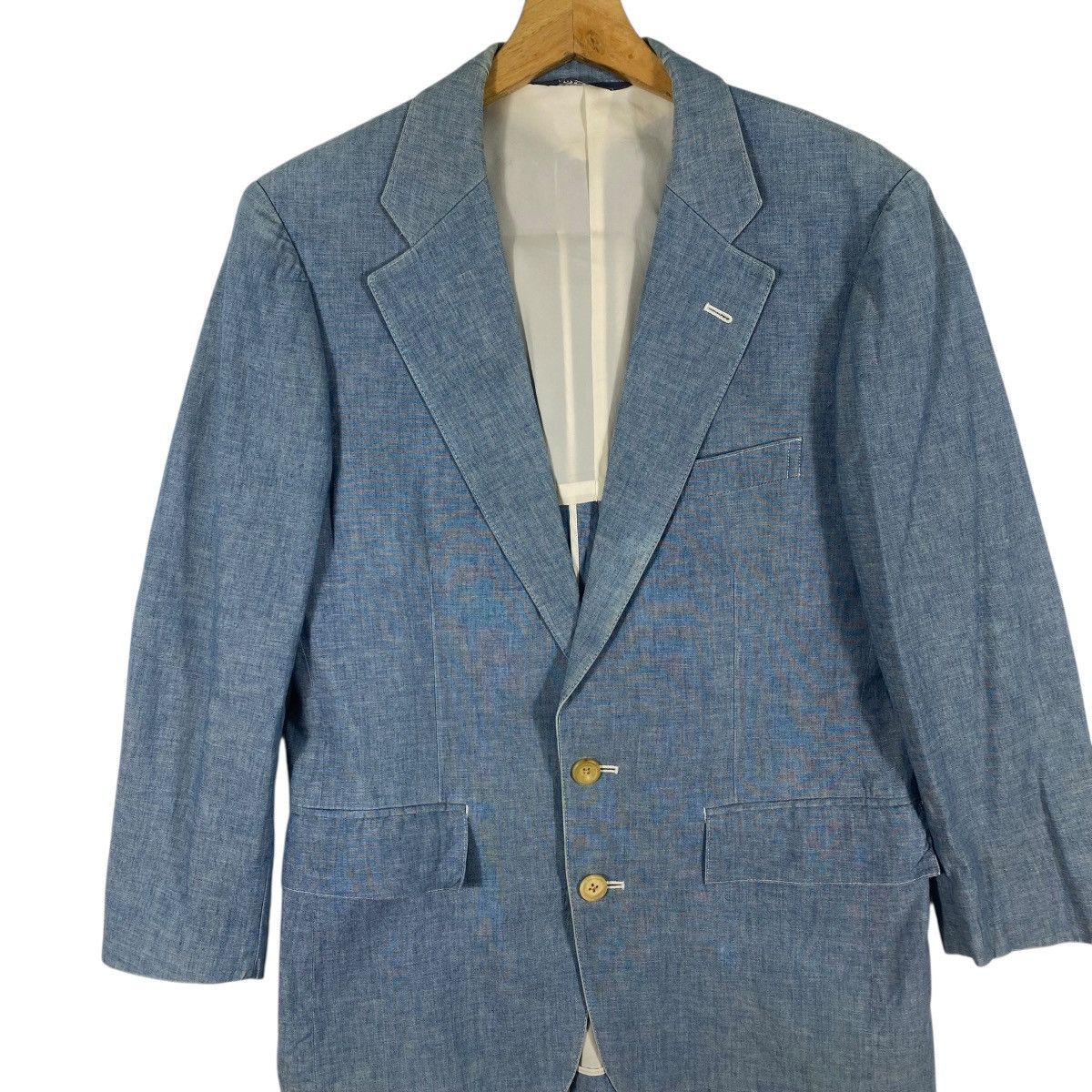 Polo Ralph Lauren Vintage Polo Ralph Lauren Chambray Blue Blazer Jacket Size 42R - 4 Thumbnail